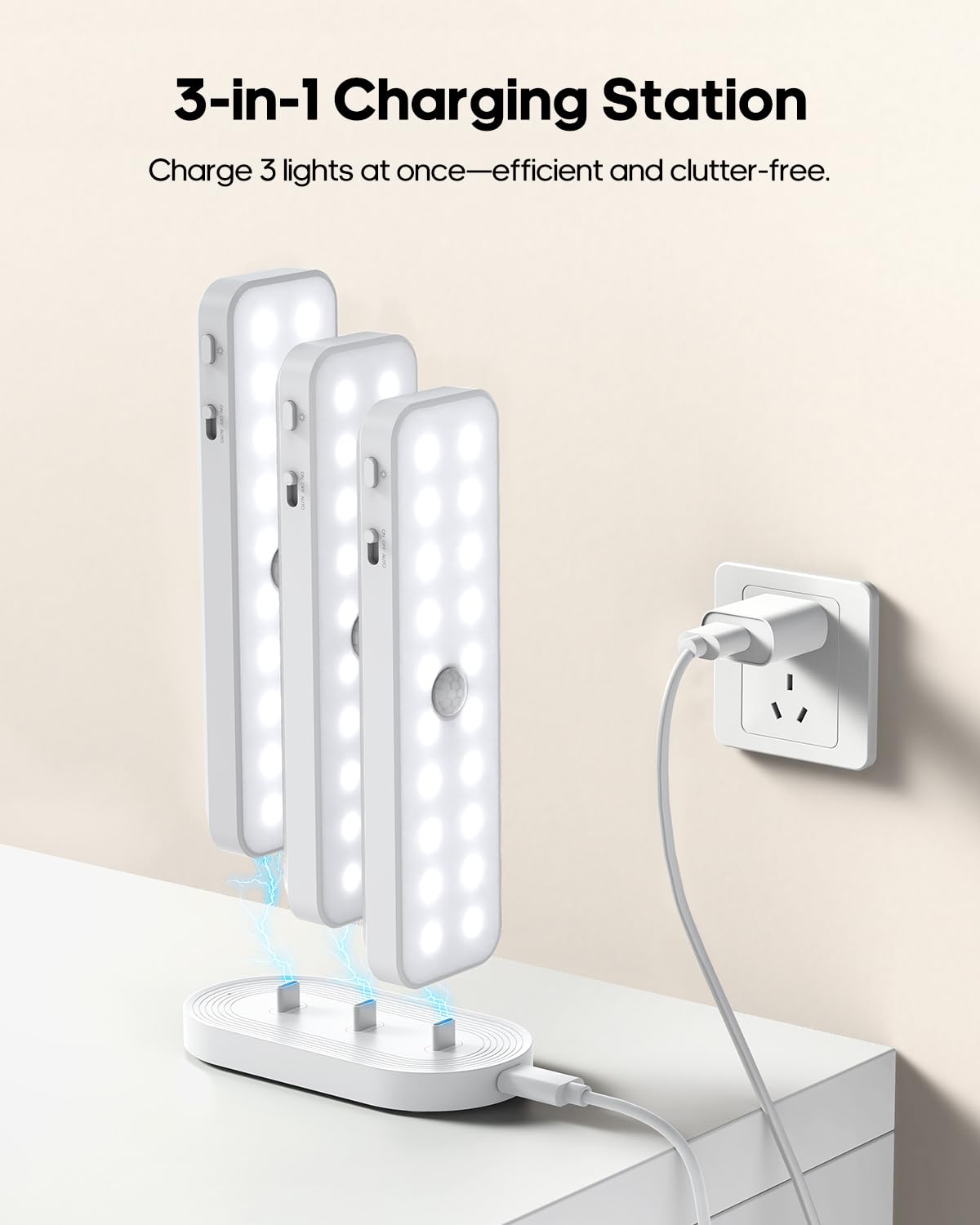 Goodea Under Cabinet Lights, 6'' Led Closet Lights With Charging Station, Motion Sensor Light Indoor Dimmable With Remote, Cabin