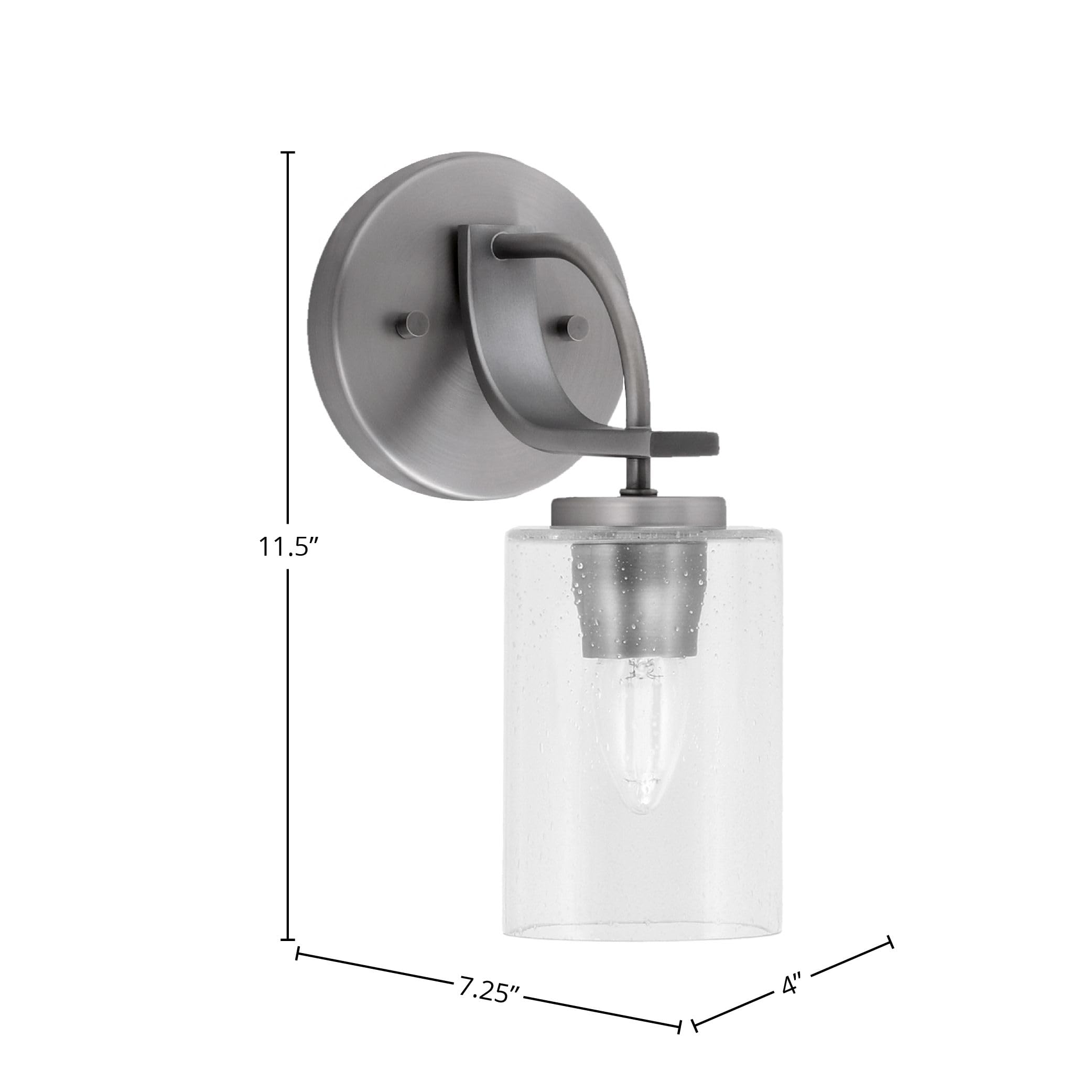 Cavella 1 Light Wall Sconce Shown In Matte Black Finish With 5" Smoke Textured Glass