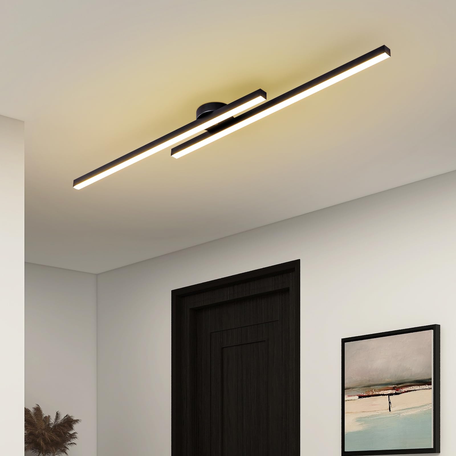 Jaymp Modern Ceiling Light With Remote, 43.3'' Black Sputnik Ceiling Lamp, 32W Dimmable Led Lighting Fixture For Dining Room Liv