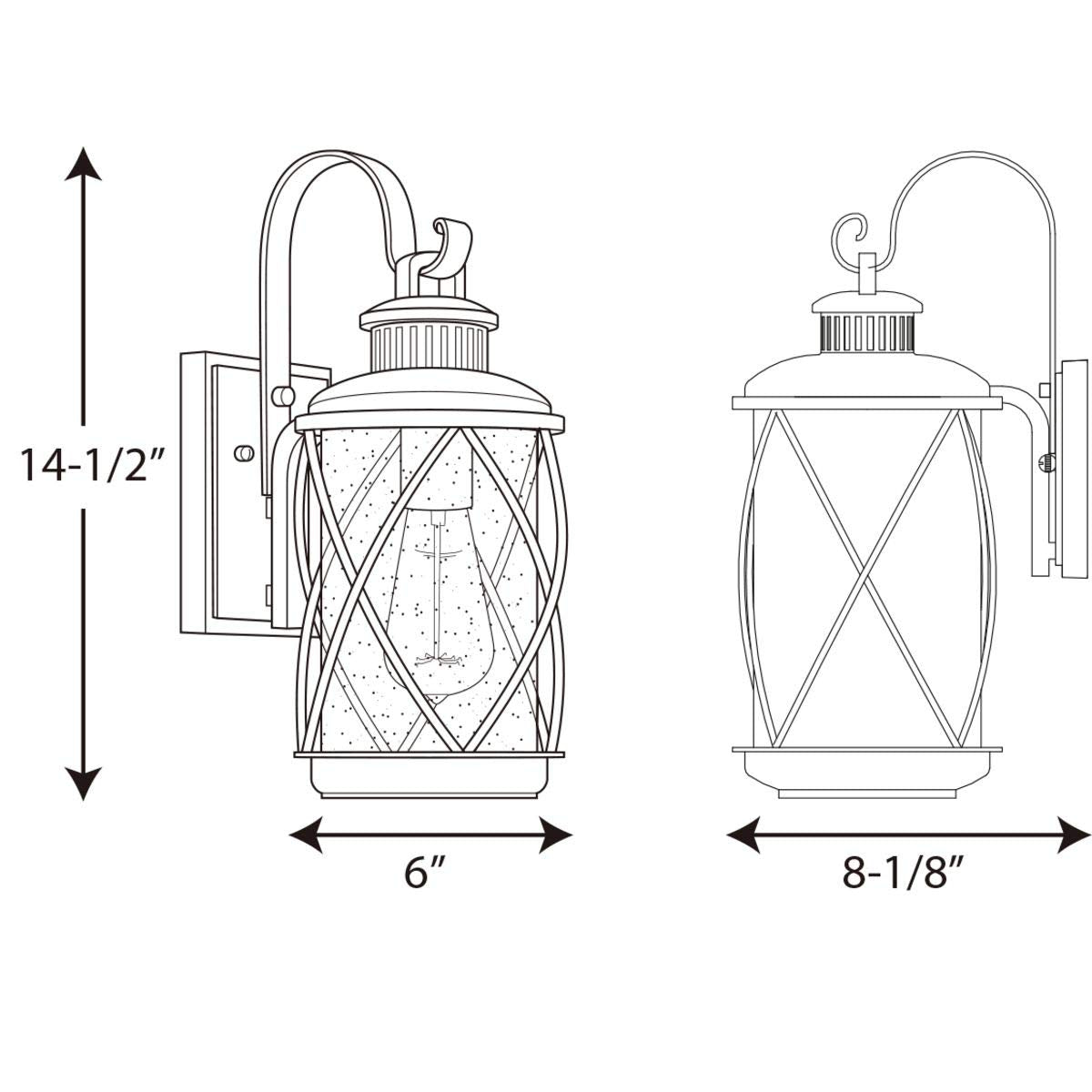 Progress Lighting Hollingsworth 1-Light Outdoor Wall Lantern, Textured Black, Aluminum, Model P560080-031, Farmhouse Style
