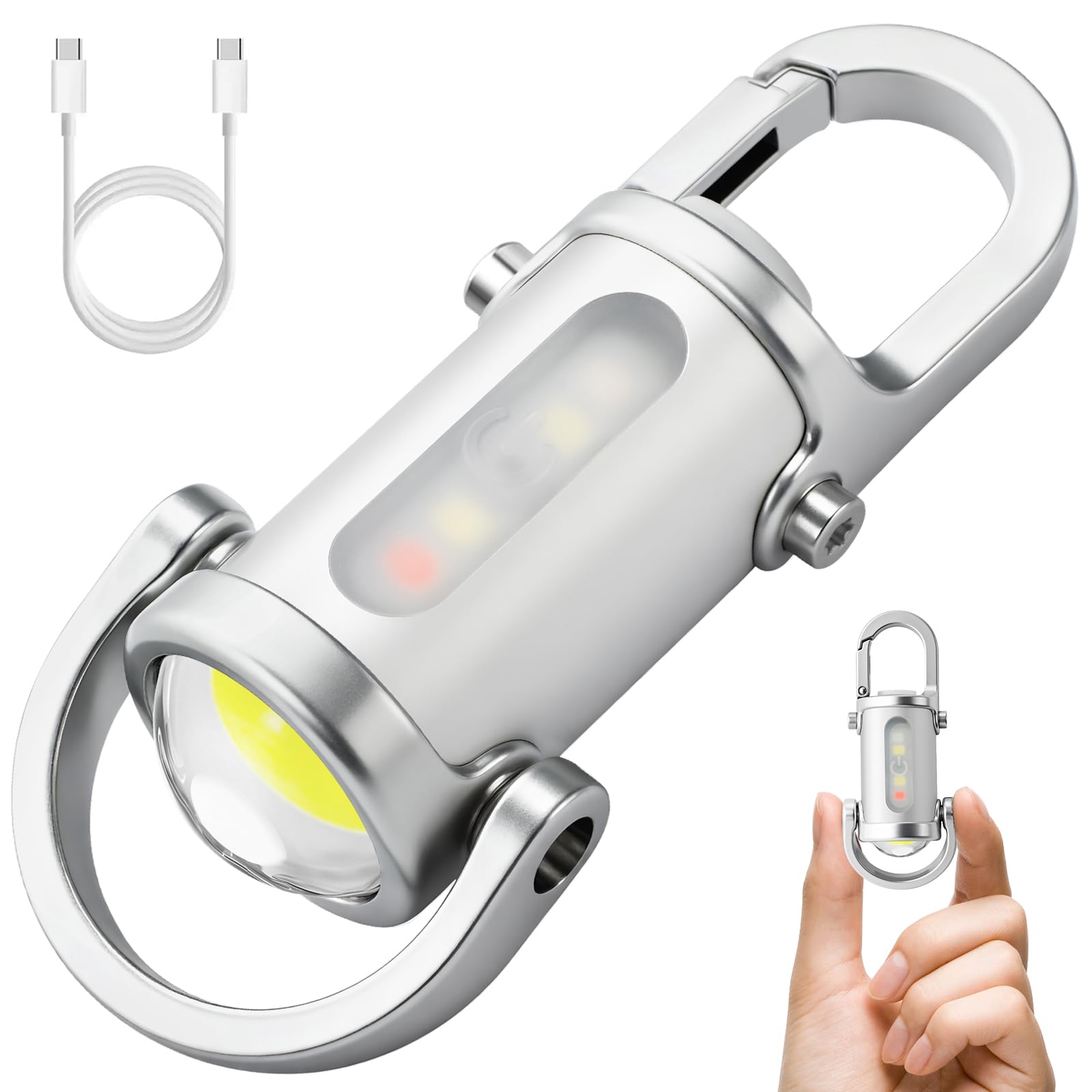 Ciwuzxs Keychain Flashlights Rechargeable, 800 Lumens EDC Mini Flashlights, COB Keychain Work Light Flashlights 7 Light Modes, B