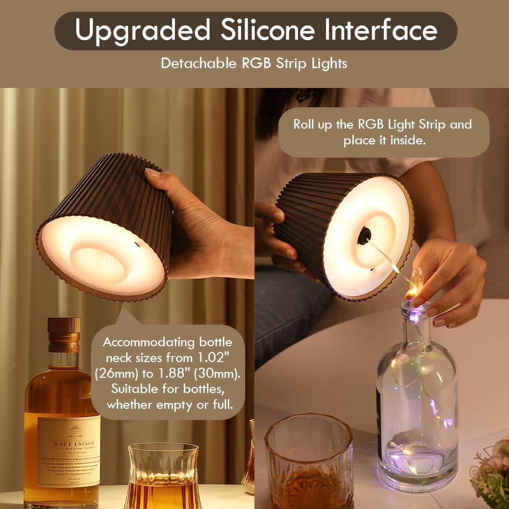 Wilit Wireless Bottle Lamp For Liquor Bottles, 3-Level Brightness Rechargeable Lamp Shades, Wine Lamp For Home Decor, Unique Tab