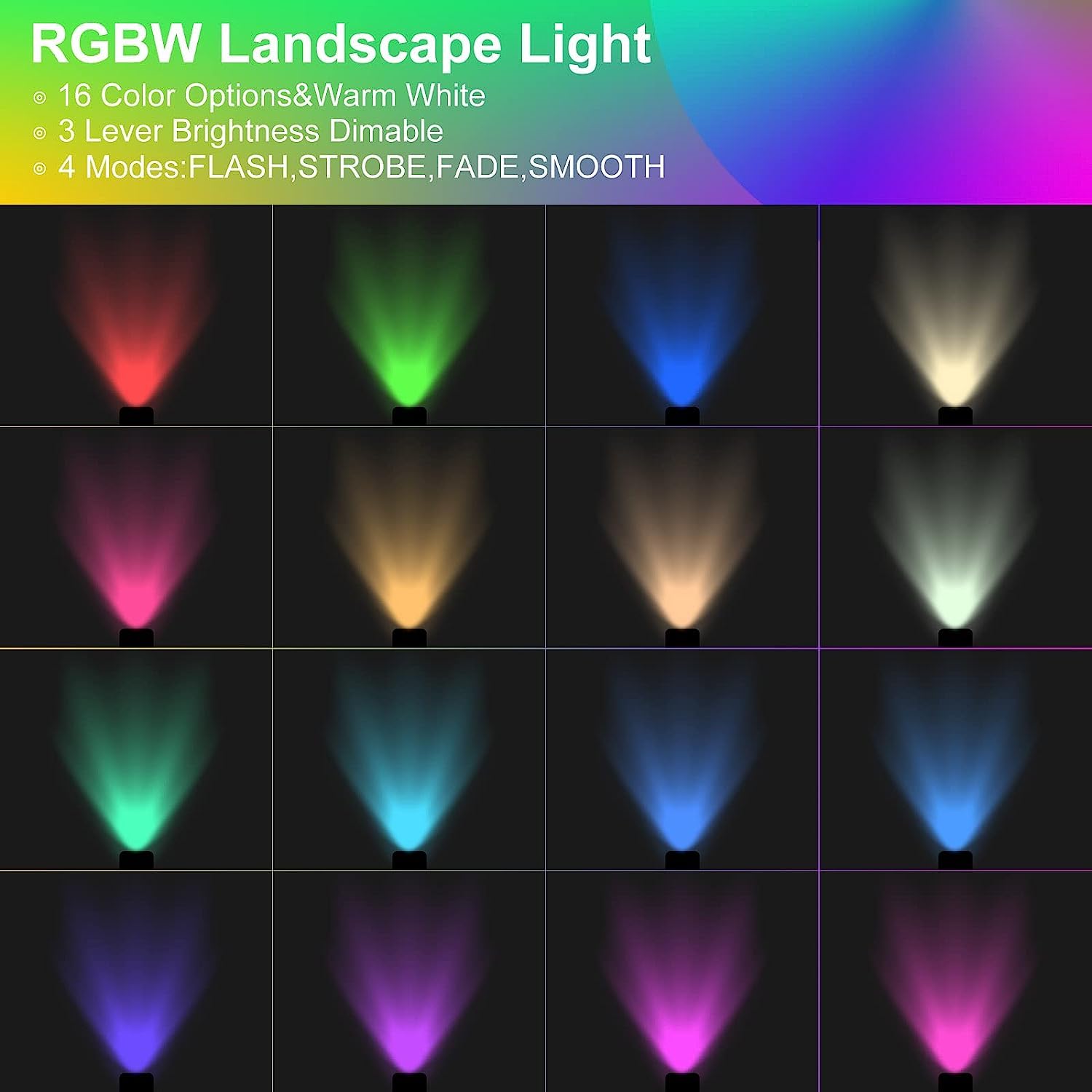 Eleglo 6W Rgb Landscape Lights, 16 Color Changing Outdoor Spotlights, 12V-24V, 6 Pack