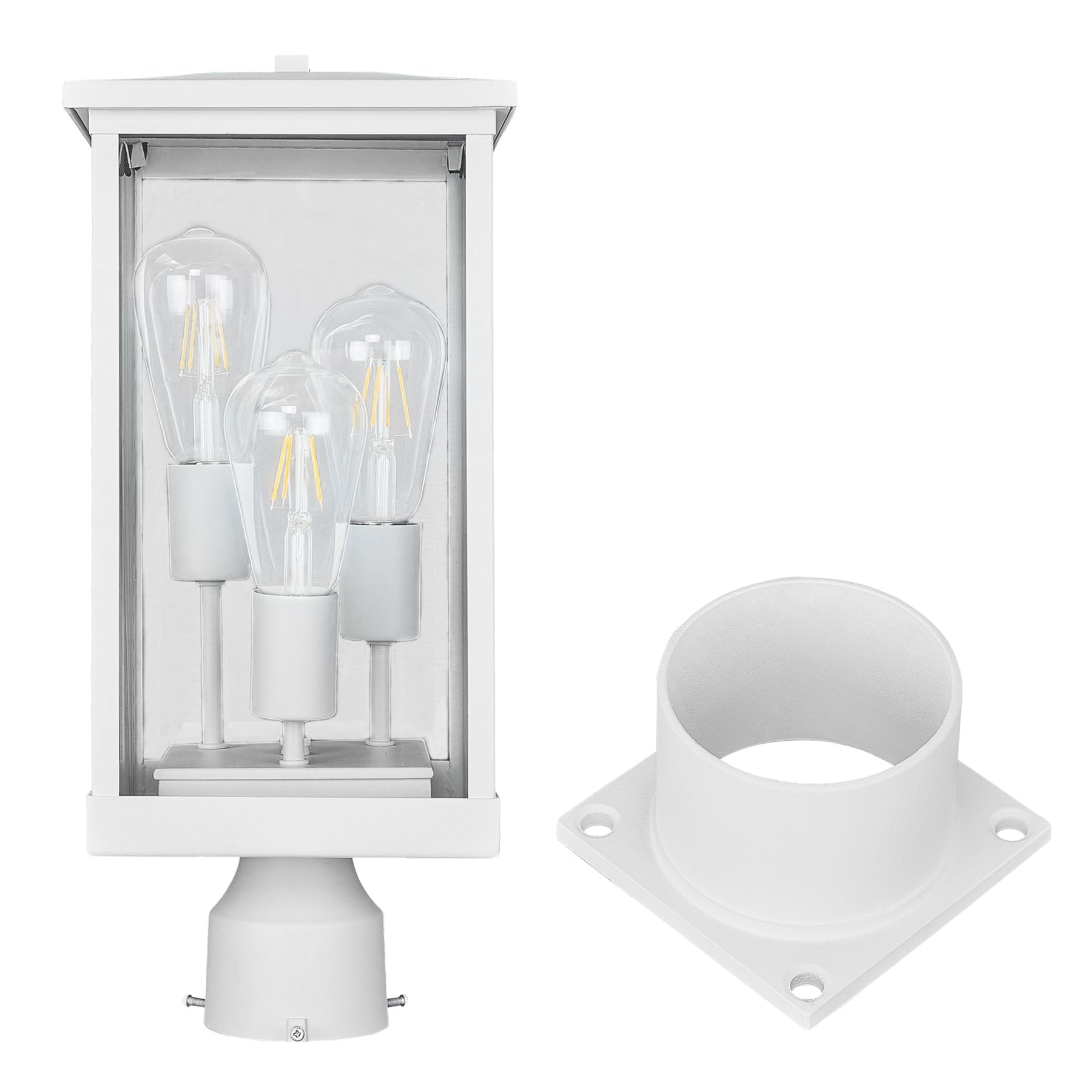 Design House Mayfield Outdoor Post Top Light, Aluminum, 3-Inch Pier Base Mount Fitter, White, Model 590281
