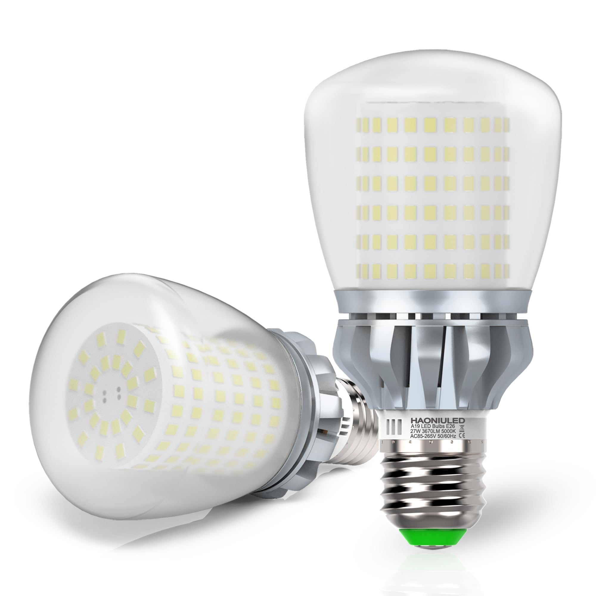 Haoniuled Led Light Bulb, A19 250W Equivalent, 3670 Lumens, 5000K Cool Daylight White 27W Led Corn Light Bulb E26/E27 Light Bulb