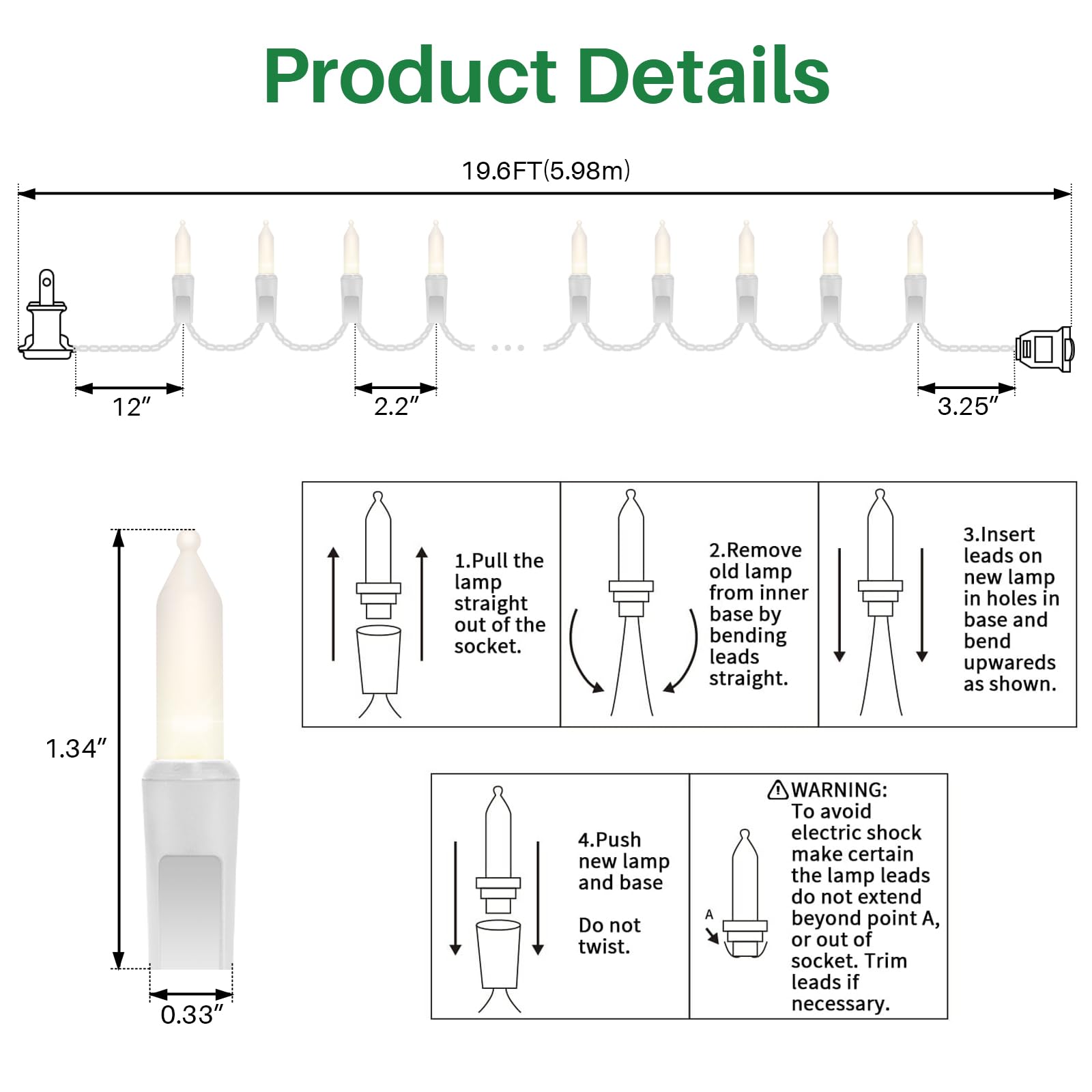 Lamphome 100 Count White Frost Christmas Lights Mini Clear Lights 21Ft White Wire Christmas Tree String Lights Set For Outdoor Indoor Christmas Decorations Wedding Decorations Valentines Day Decor