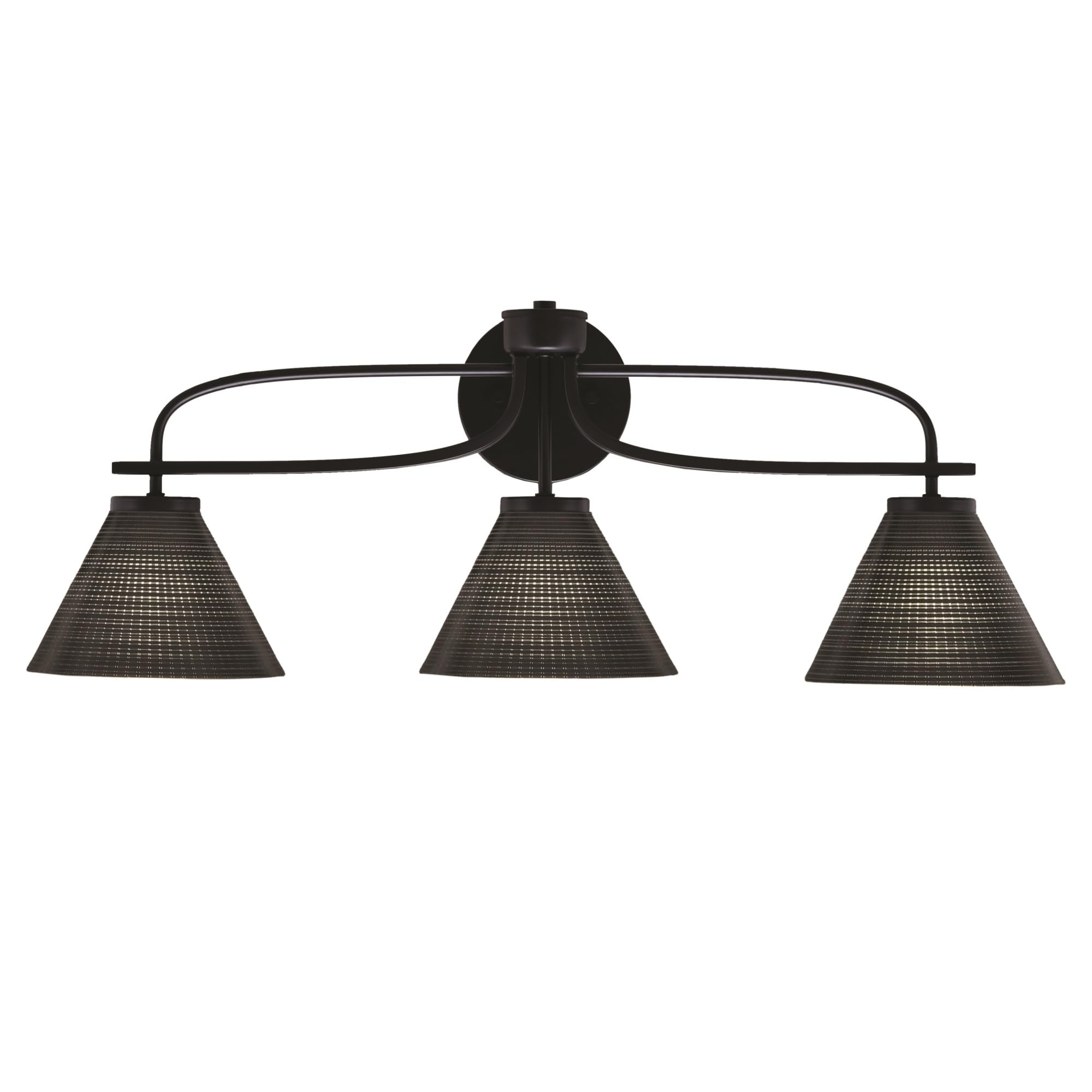 Cavella 3 Light Bath Bar Shown In Matte Black Finish With 7" Black Matrix Glass