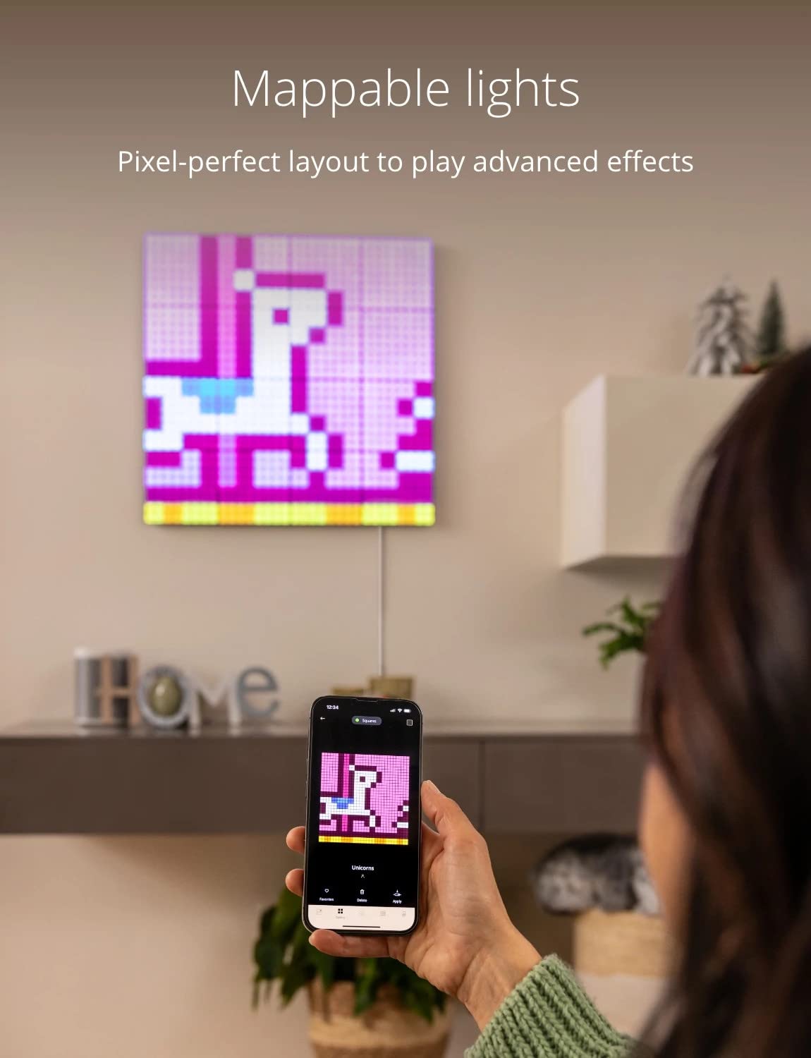 Twinkly Squares Extension Kit, RGB LED Panels, 3 Extension Panels, Connection Cables, Compatible with HomeKit, Alexa, Google Home, Black