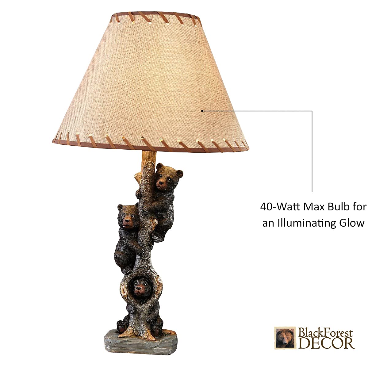 BLACK FOREST DECOR Bears in a Tree Table Lamp - 24" x 14" for Cabin, Living Room, Nightstand, Desk Home Décor