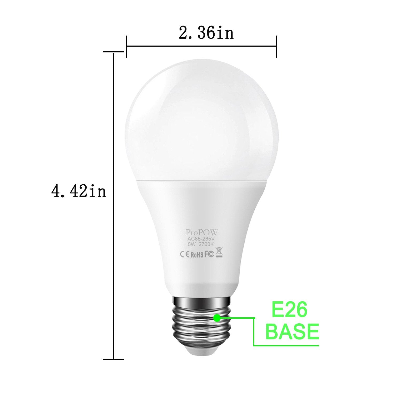 Propow Dusk To Dawn Led Bulbs, 5W A19 Smart Light, Soft White, 2-Pack For Indoor/