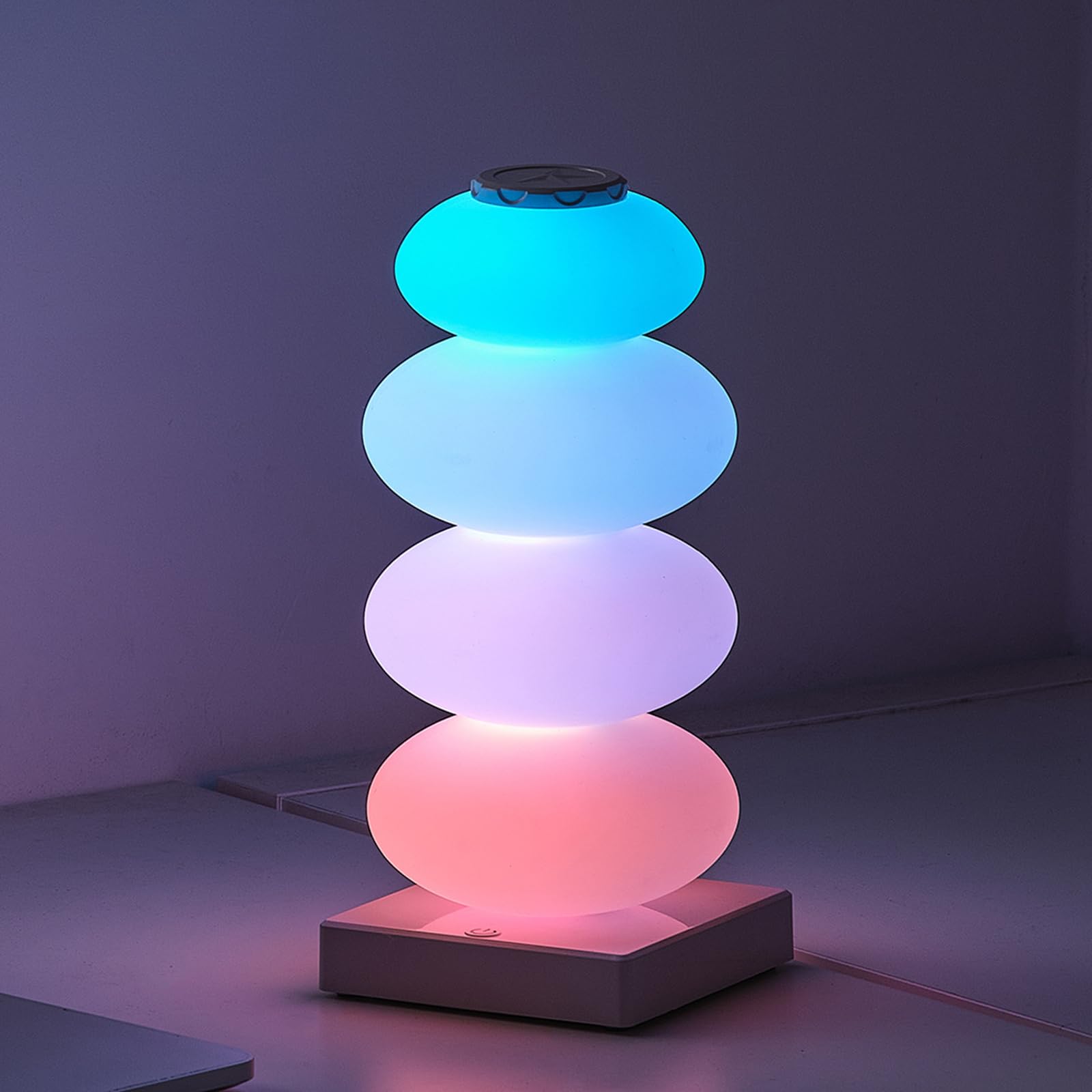 AVEKI RGB Touch Table Lamp  Color Changing Night Light Candy Gourd Design  USB Powered  Bedroom Desk Ambient Light  Small Bedside Lamp for Bedroom Living Room Home Decor (White)