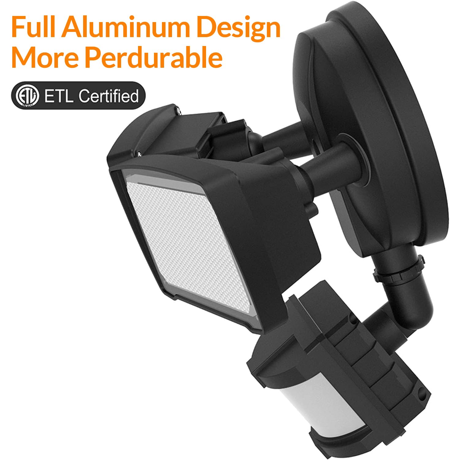 LEPOWER 30W LED Security Light - 3200LM Motion Sensor, 5500K, IP65 Waterproof, 2 Head Flood Light, Black, Model YY01A-BL