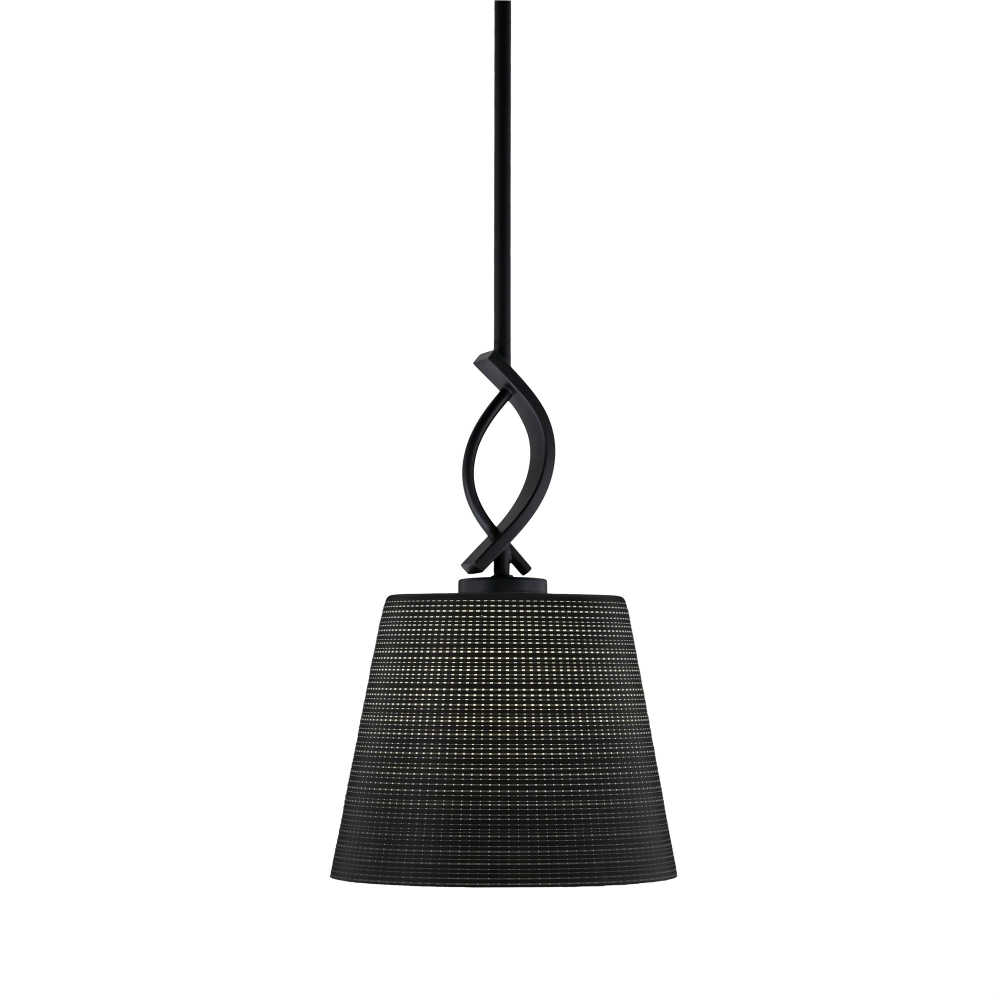 Cavella 1 Light Stem Mini Pendant Shown in Matte Black Finish with 10&quot; Black Matrix Glass