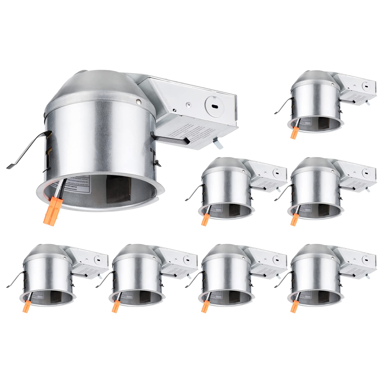 Torchstar 8-Pack 4 Inch Remodel Recessed Lighting Housing, Shallow Ic Rated Air Tight 120-277V Can, Max 15W Compatible, Tp24 Con