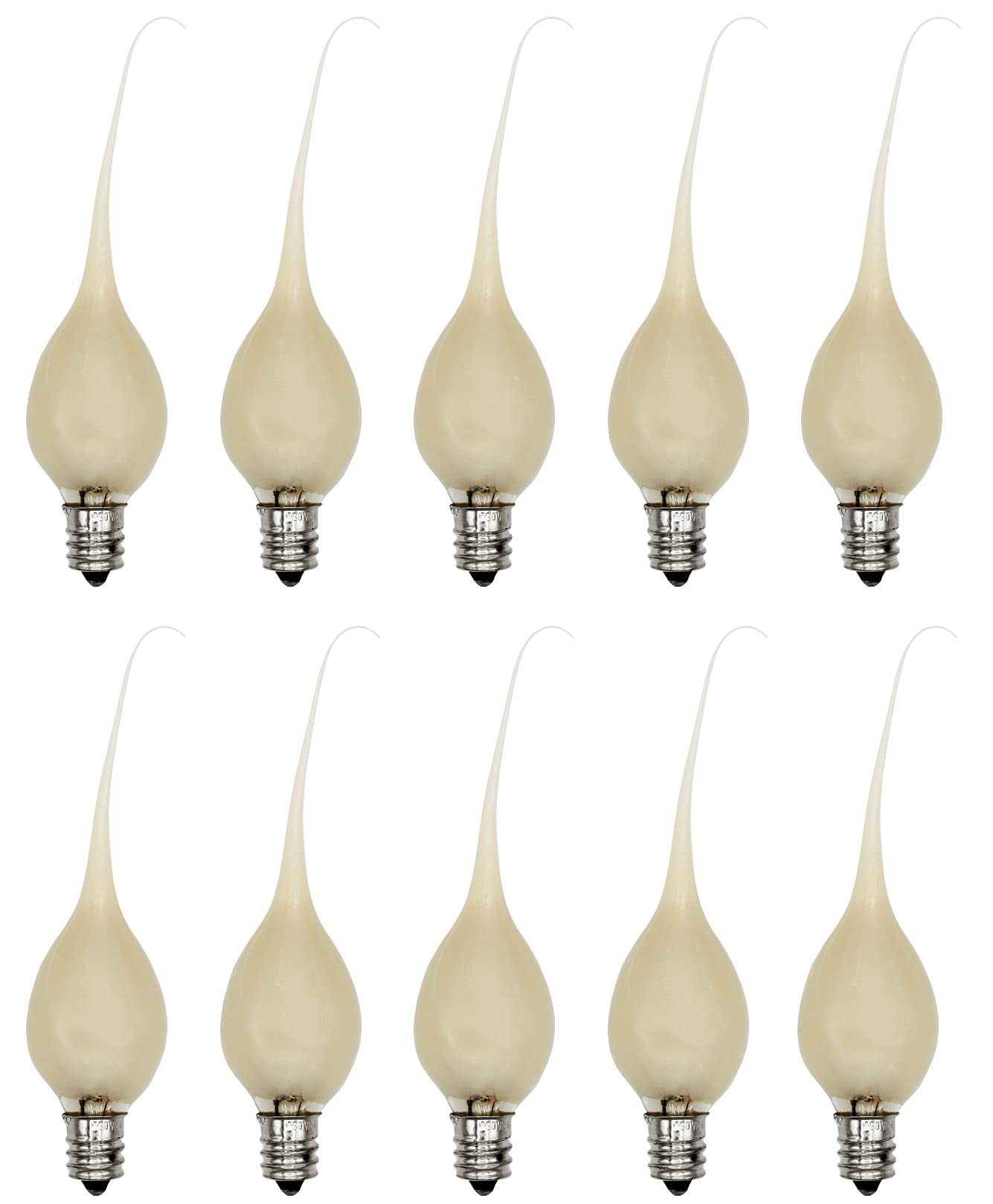 Creative Hobbies Country Style Silicone Dipped Candle Light Bulbs (Pkg Of 10 Bulbs) ~ 5 Watt Pearlized Silicone, Gold Glow