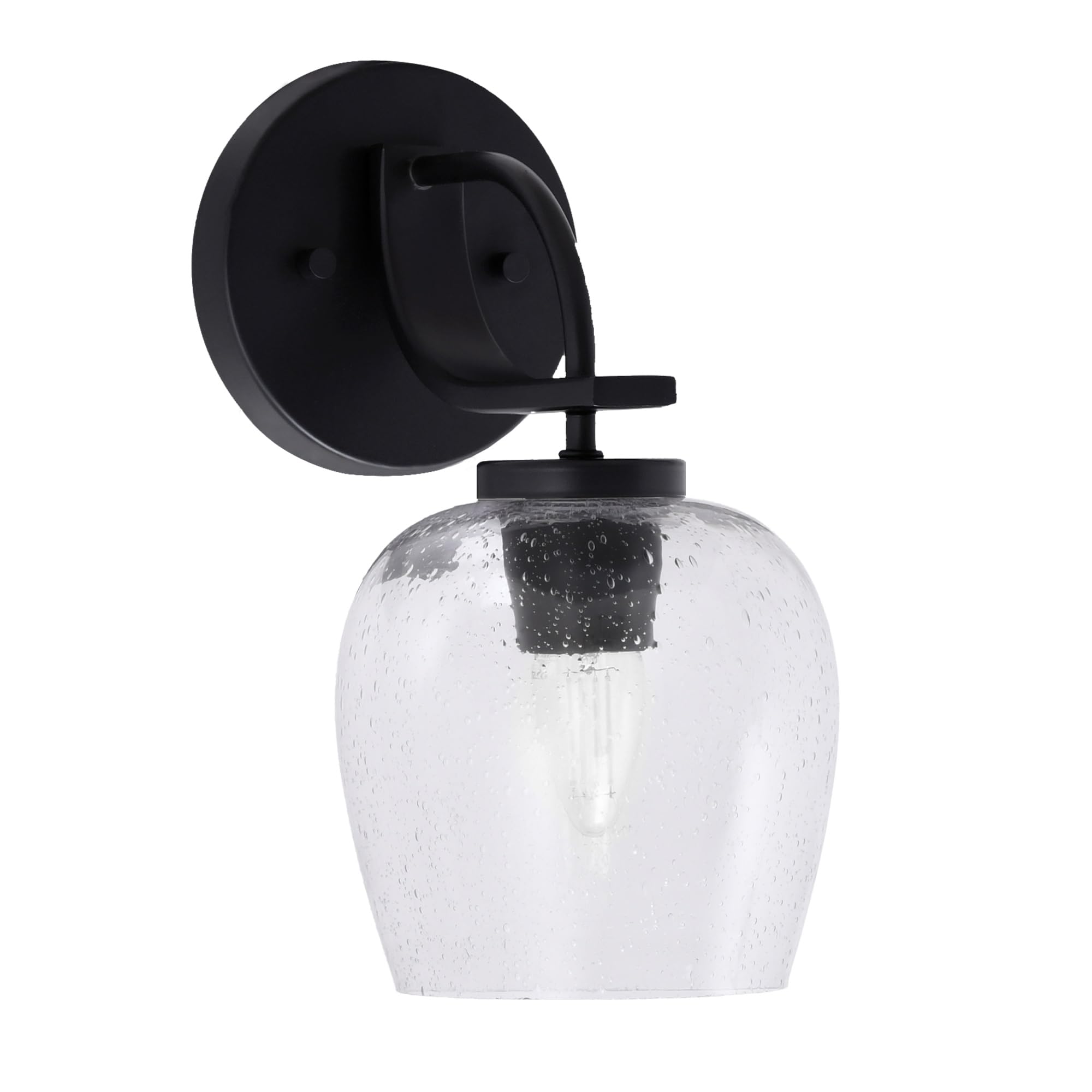 Cavella 1 Light Wall Sconce Shown In Matte Black Finish With 6" Clear Bubble Glass