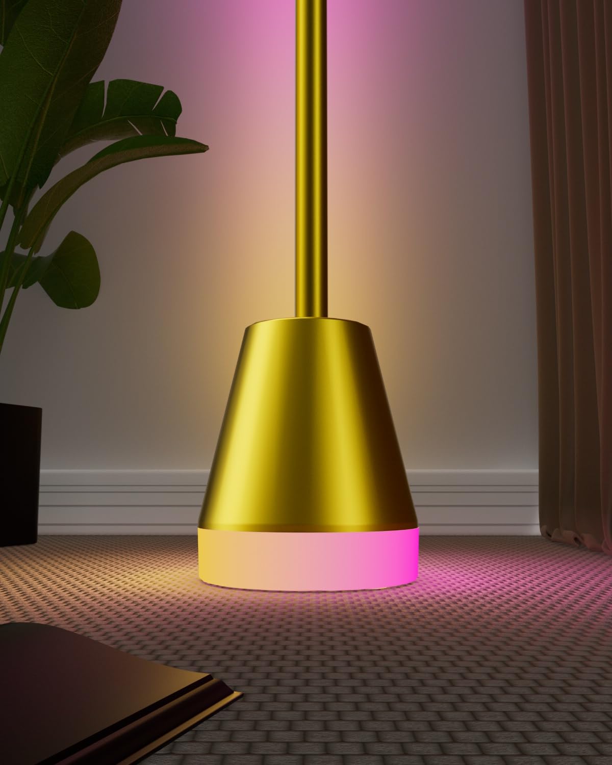 Keepsmile Smart RGB LED Floor Lamp, 172 LEDs, Music Sync, 59 inches, Gold, Model HX-818, Aluminum