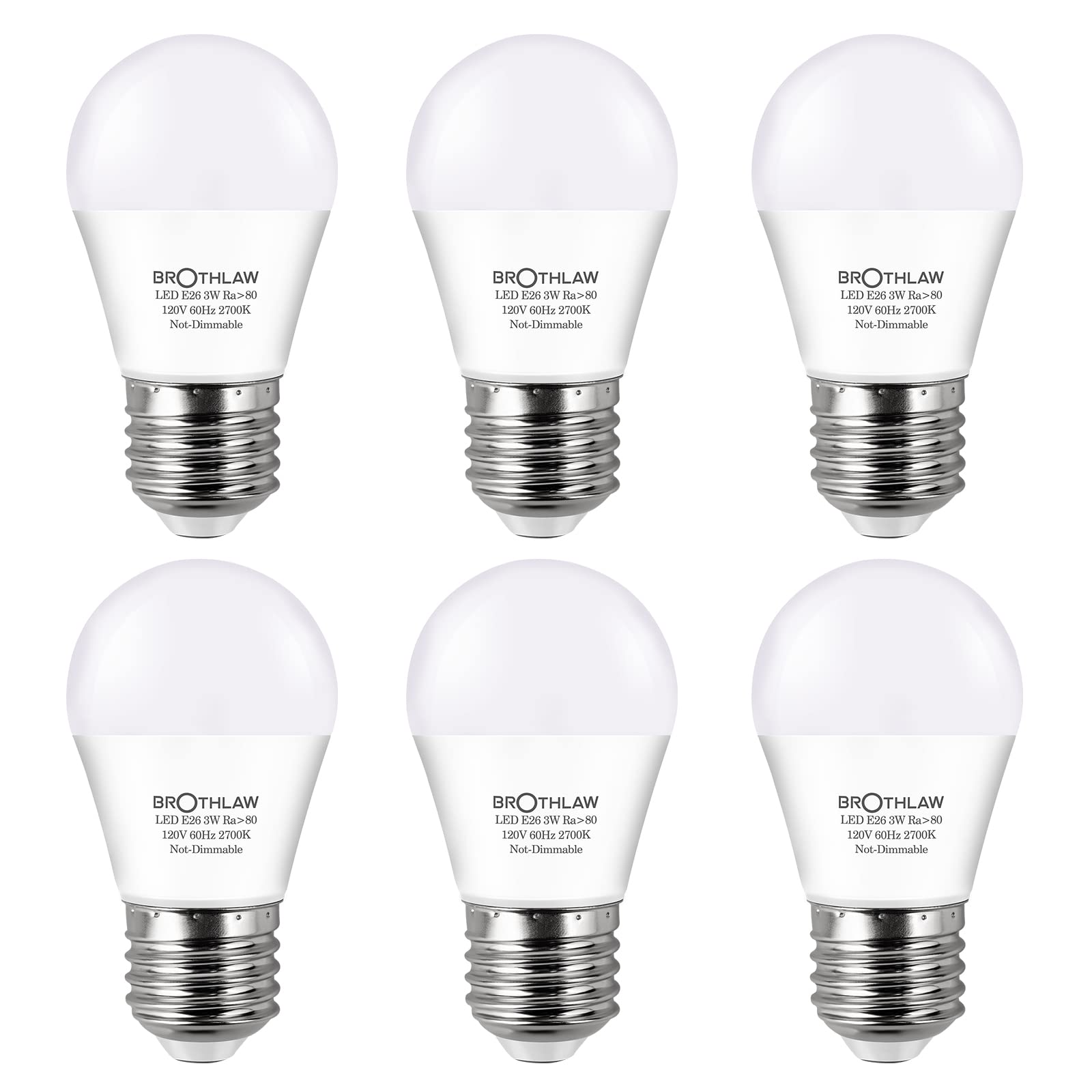Brothlaw 25 Watt Equivalent Light Bulbs, A15 LED Bulb 3W E26 Base 2700K Warm White Low watt Light Bulbs,Nightstand Light Bulb, T