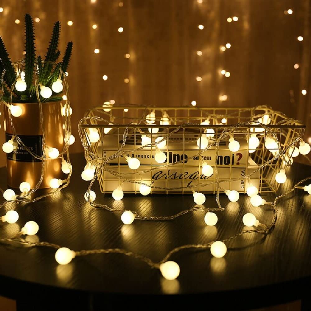 Plug in LED String Lights  16ft/5m 50 LED Bulb Warm White Globe Fairy Lights for Holiday/Christmas/Wedding/Party Indoor Outdoor Decoration