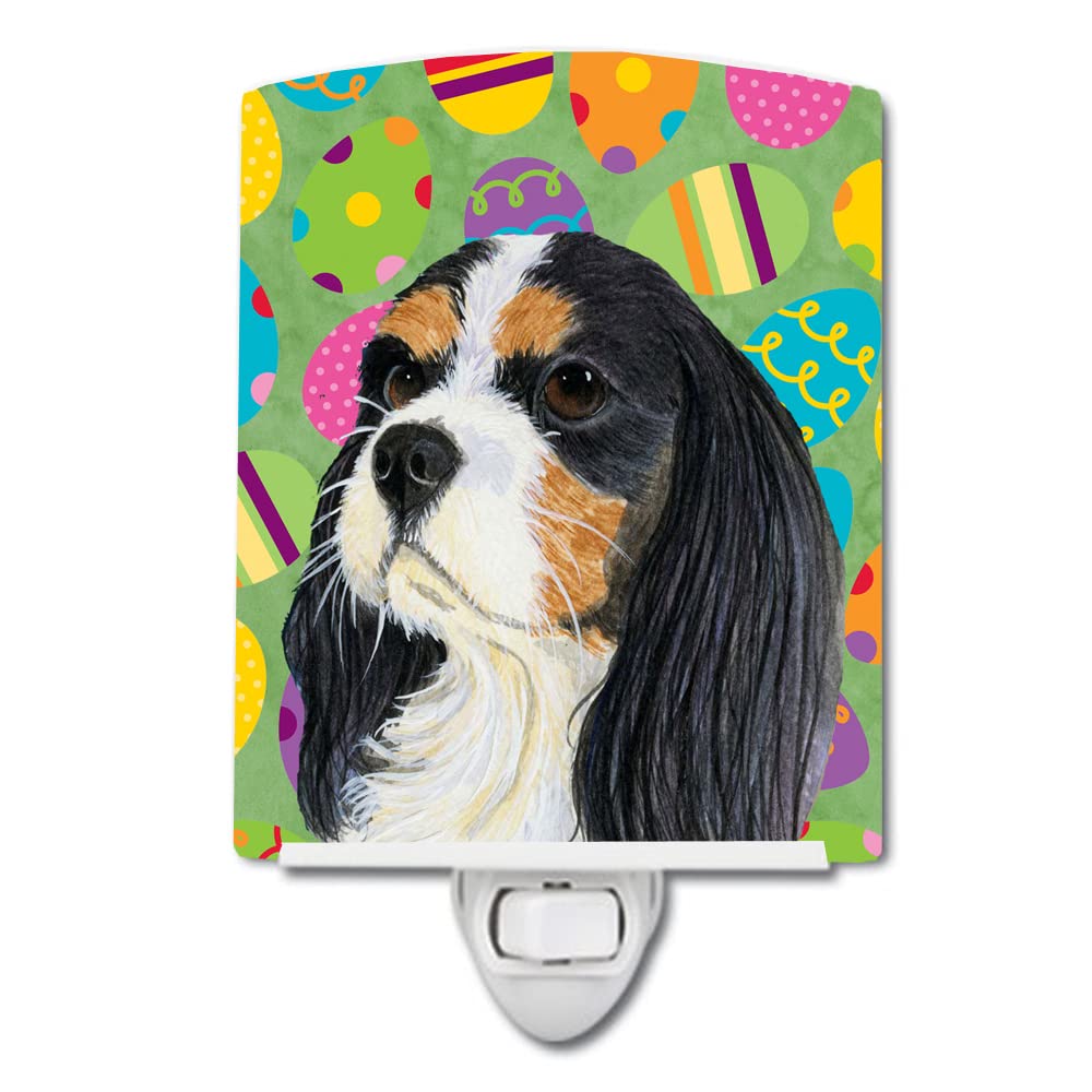 Caroline'S Treasures Lh9414Cnl Cavalier Spaniel Easter Eggtravaganza Ceramic Night Light Compact, Ul-Certified, Ideal For Bedroom, Bathroom, Nursery, Hallway, Kitchen, 6X4X3, Multicolor