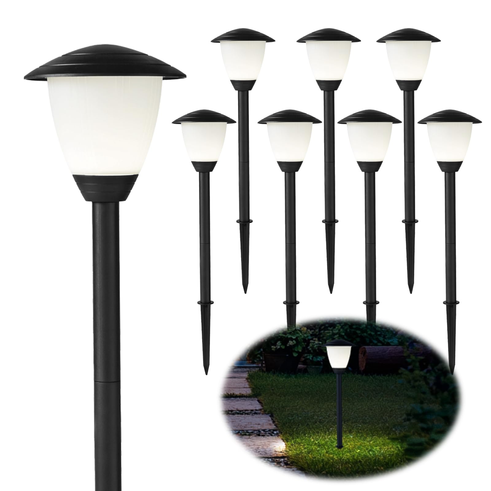 MULANDI Low Voltage Pathway Lights LED Landscape Lights  1.7W 12V  3000K Warm White  IP65 Waterproof  ETL Listed  for Yard  Walkway  Garden  Black 6 Pack