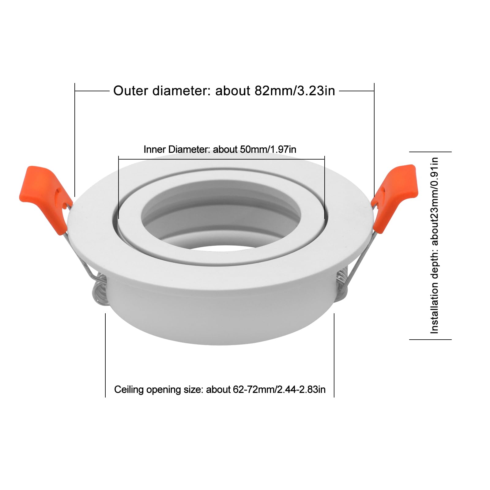 Joyinled Pack Of 10 Led Ceiling Light Frame Round Fixture Holders Adjustable Cutout 65Mm With Mr16 Sockets For 1.97In/50Mm Gu5.3