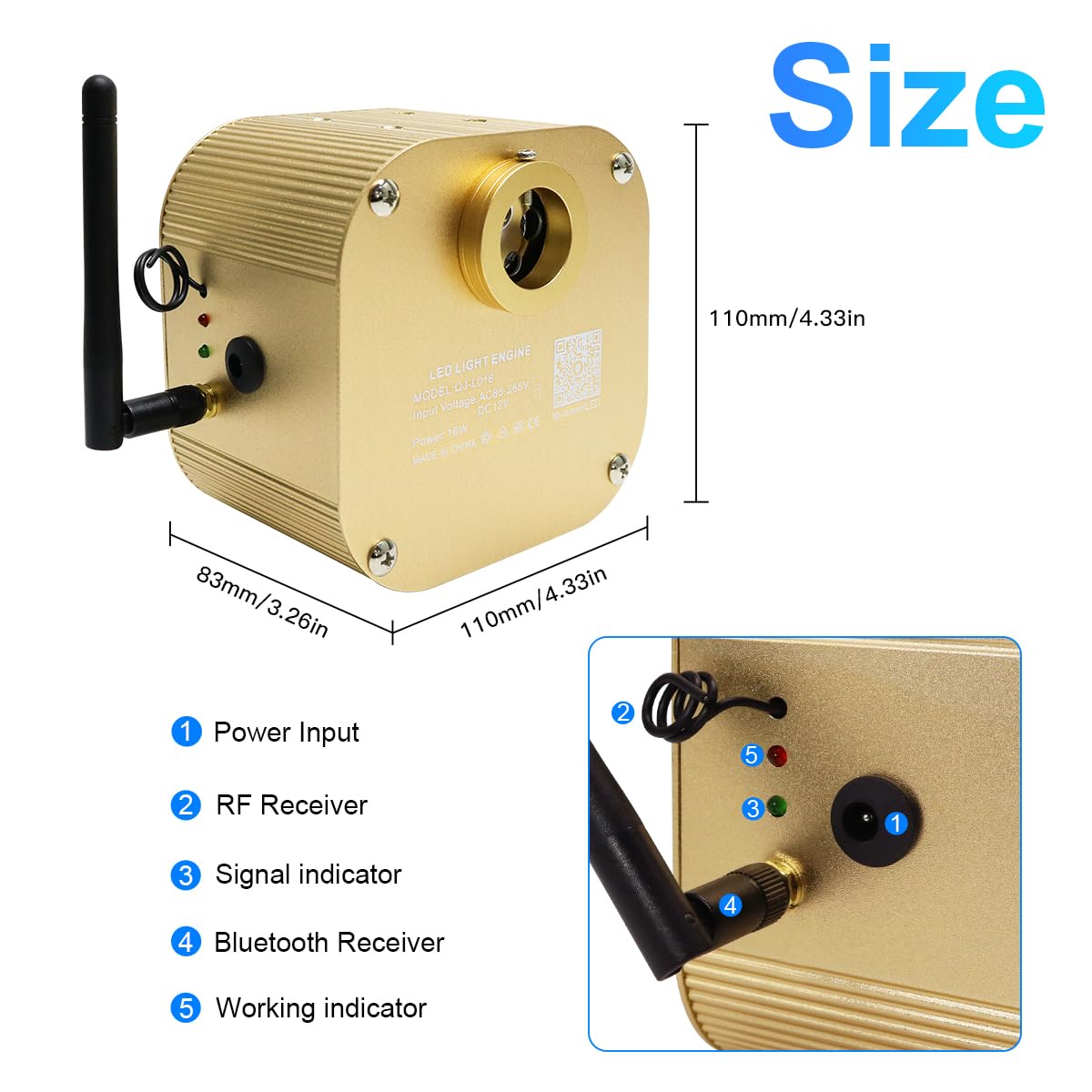 Amki 16W Twinkle Sound Mode Rgbw Light Source Engine Driver Remote/App Control Starlight Box Motor For Fiber Optic Star Ceiling