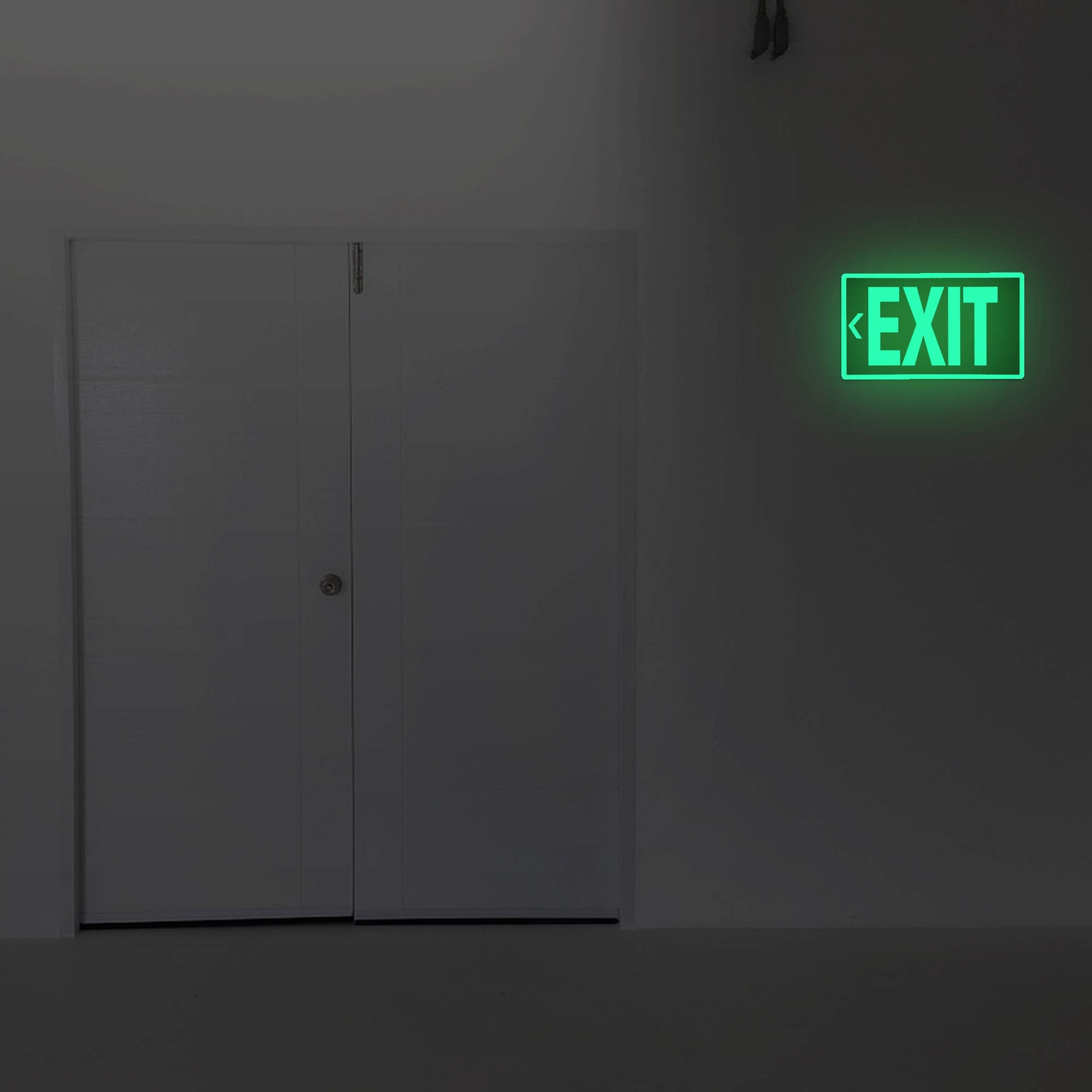 Exit Signs Glow In The Dark Exit Decals 3 Pack 12''X7'' Exit Photoluminescent Signs Stickers, Glows For Up To 8 Hours