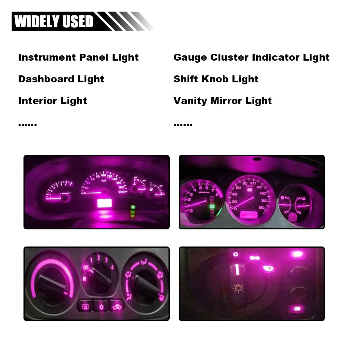 JOYCOURT LED Light Bulbs for Dash Instrument Panel, 10PCS Twist Lock Socket, Pink & Purple, Replacement for Car Interior