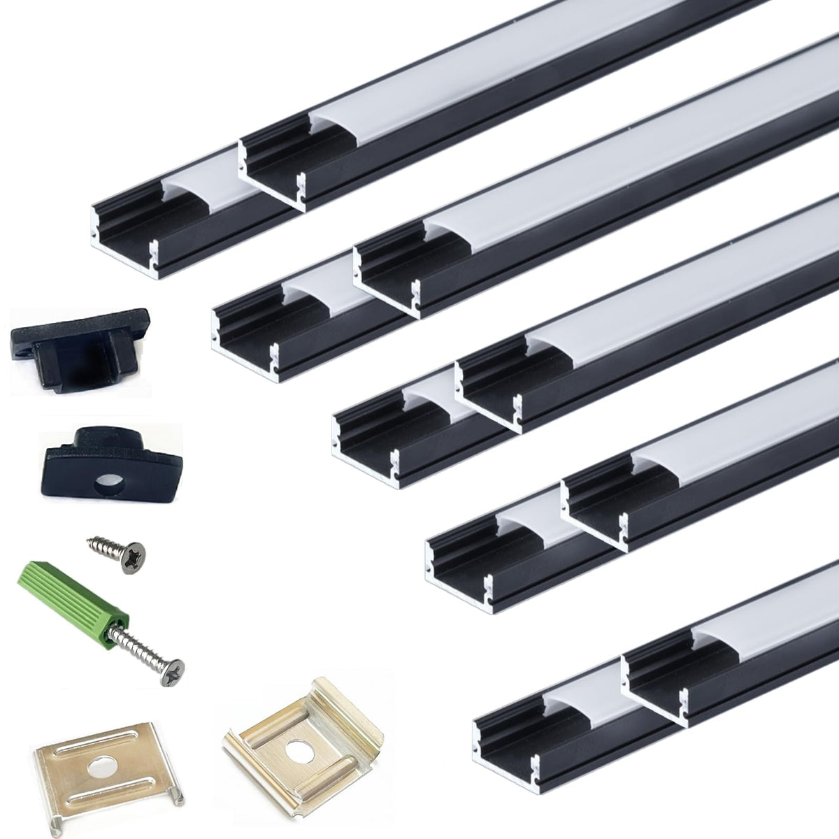 Diffuser Tracks THMOOTHER LED Strip Black U Channel Diffuser 10-Pack 6.56FT,17X7.5MM ...