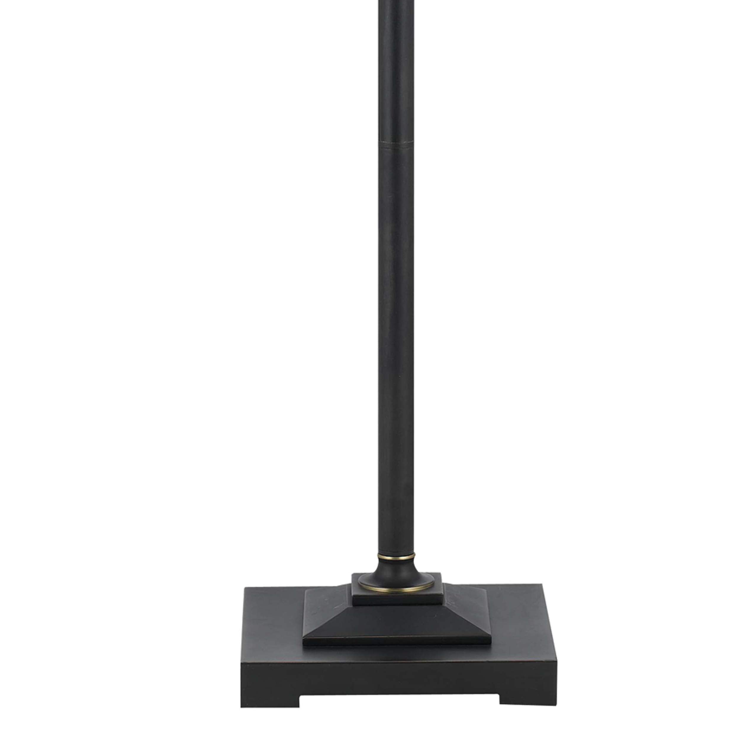 Benjara Metal Body Floor Lamp With Fabric Tapered Bell Shade, Beige And Black