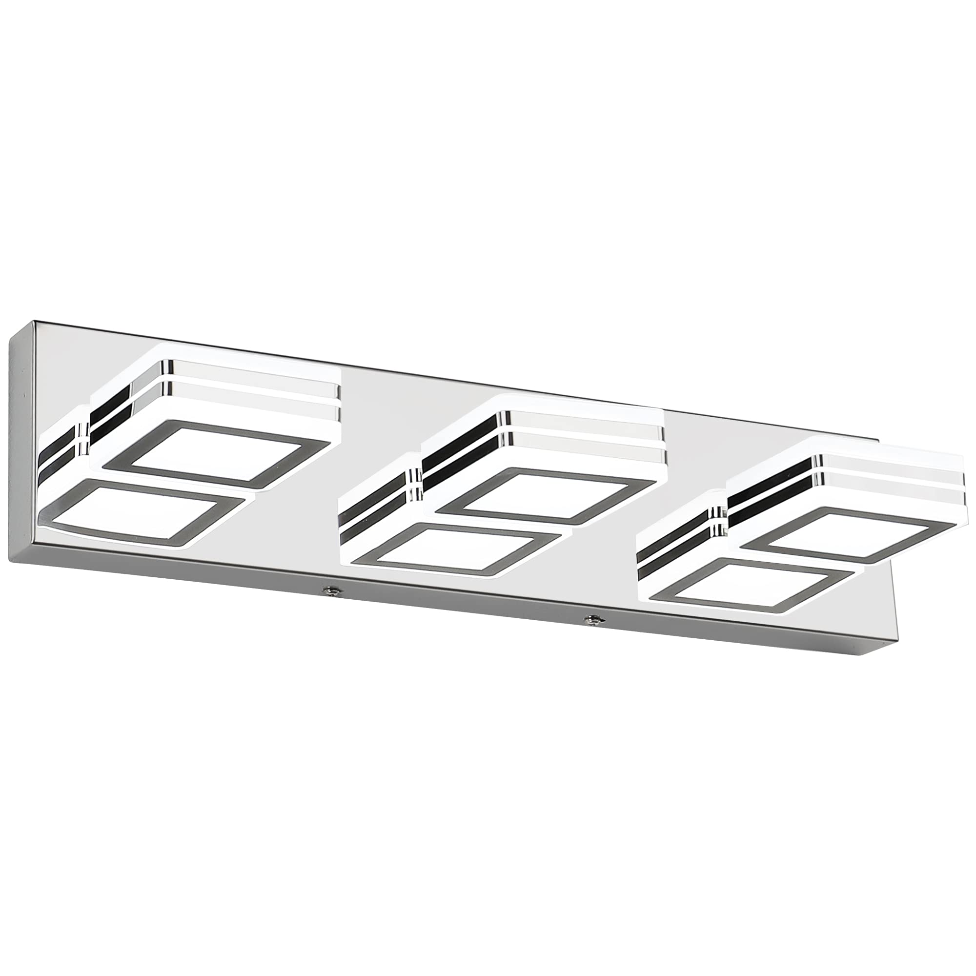 SOLFART Modern Dimmable Bathroom Vanity Lights, 3 Light Over Mirror, Chrome, Aluminum, Model S9660-3T-Chrome