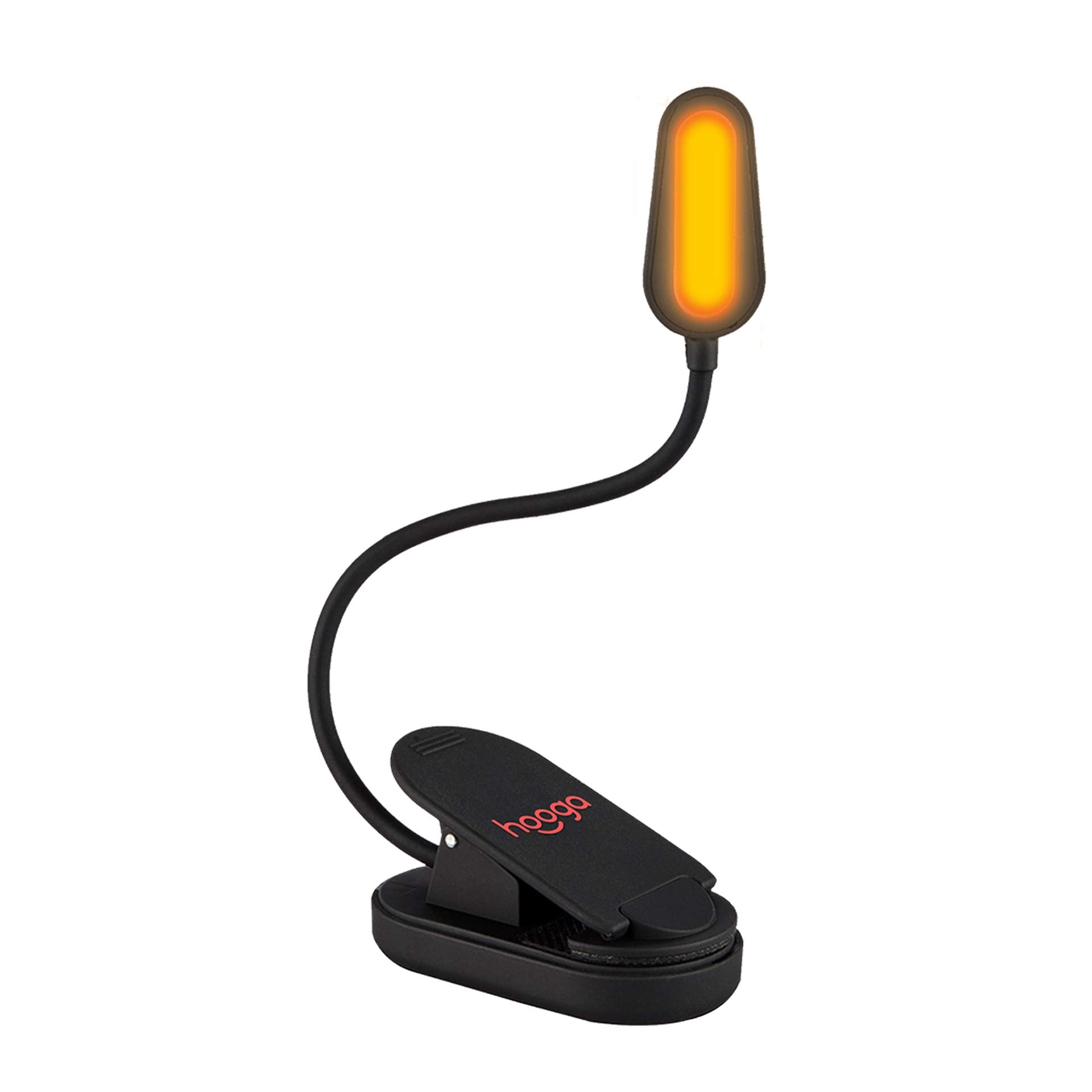 hooga Book Light, Rechargeable Clip On Blue Blocking Amber LED Light for Reading in Bed. 1600K Color. Eye Care Light for Strain-