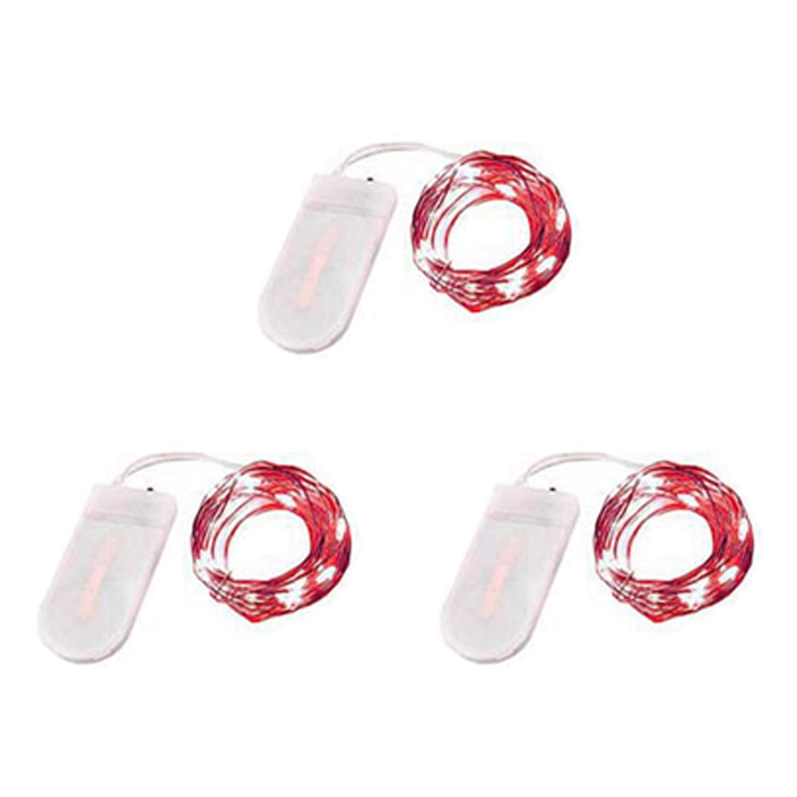 3 Pack Fairy Lights Battery Operated 6.6ft 20 Led Mini String Lights Silver Wire Starry Lights for DIY Wedding Party Festival Halloween Christmas (Red)
