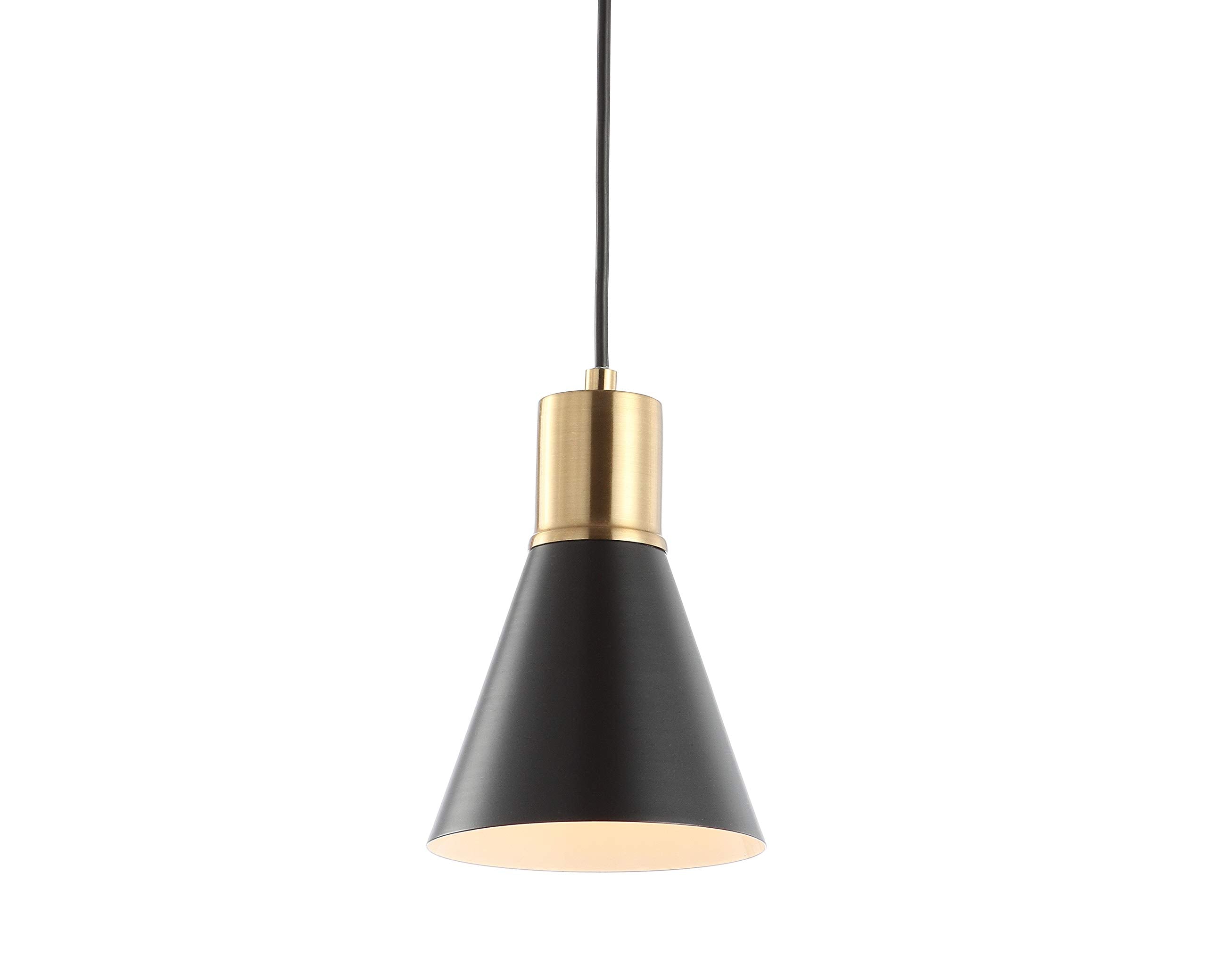 JONATHAN Y Apollo Metal LED Pendant Light, 6in Dimmable Adjustable, Black/Brass Gold, Model JYL6131A