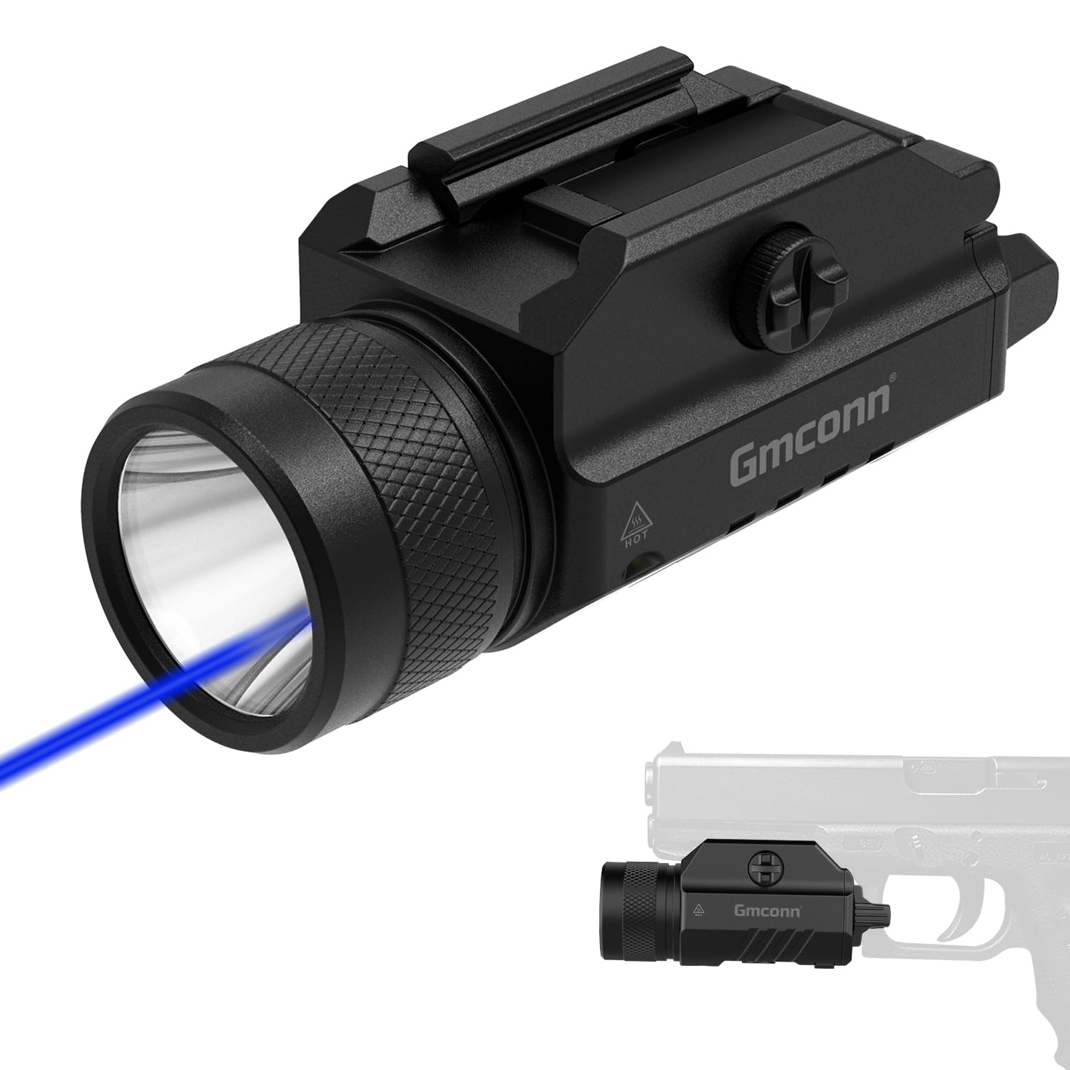 Gmconn 1250 Lumen Tactical Flashlight Green Blue Red Laser Light Combo  Rechargeable Handheld Toy Light with Strobe/Momentary Compatible with Picatinny