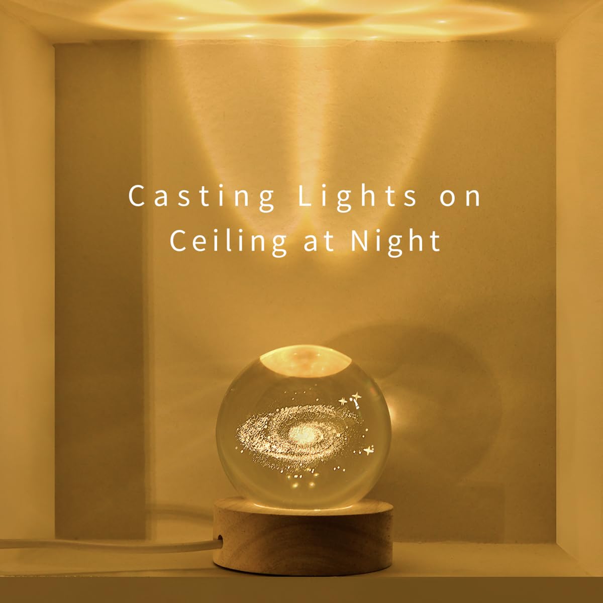 QIANCHANG 3D Galaxy Crystal Ball Night Light, Milky Way Glass Sphere Lamp, 2.4 in, Crystal Material, Decorative Paperweight