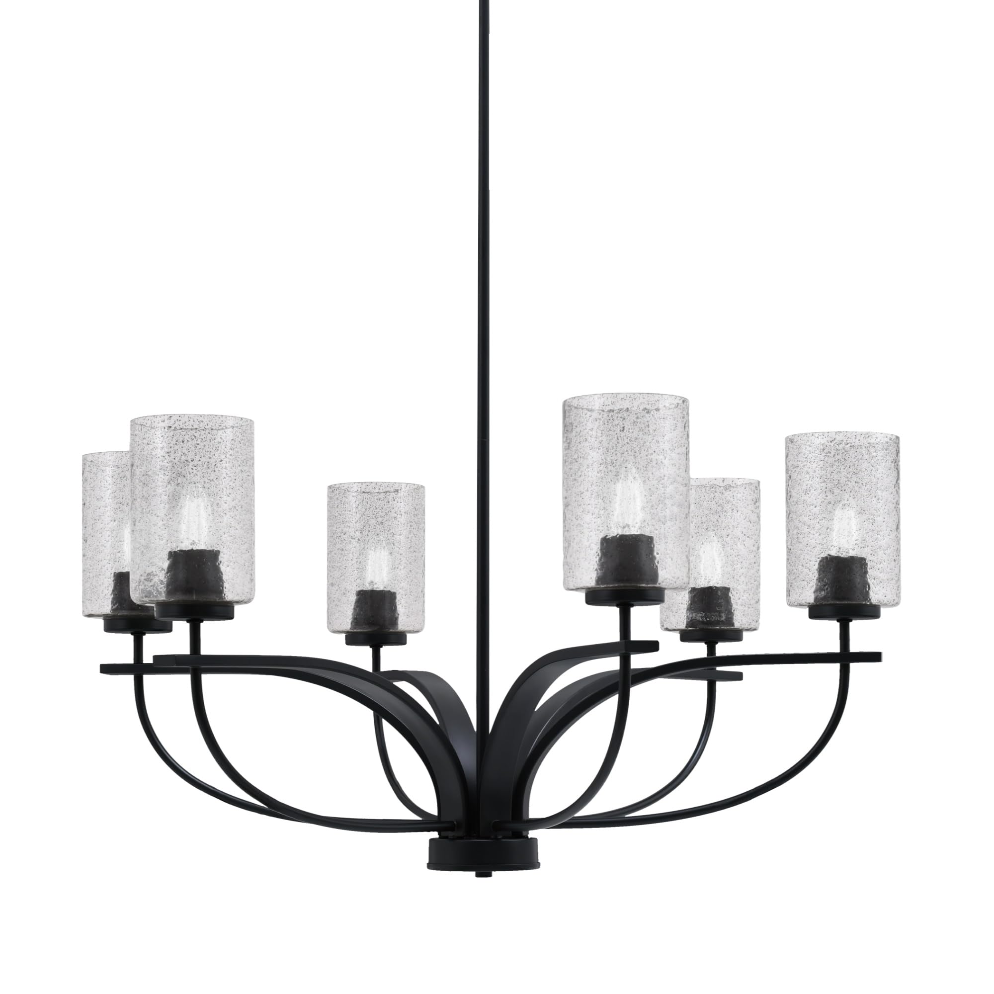 Toltec Lighting Cavella 6 Light Chandelier Shown in Matte Black Finish with 4&quot; Smoke Bubble Glass