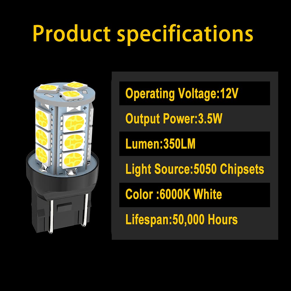 GIVEDOUA 7443 LED Brake Bulbs Super Bright 18SMD 5050 Chips Pack of 10pcs White 7443/7440