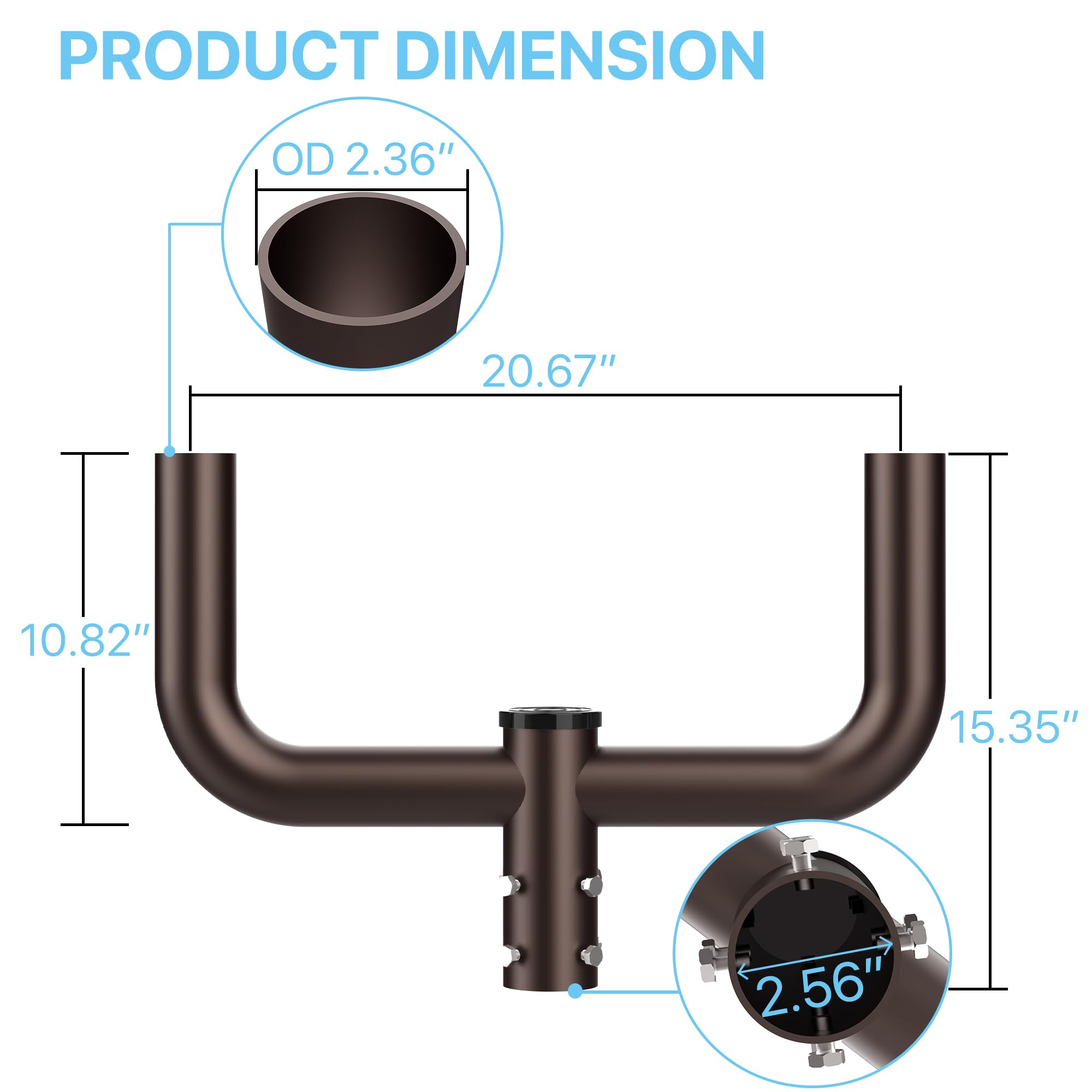 HYPERLITE Double Bullhorn Bracket for Parking Lot Light, 2 3/8" Mount, Bronze, Model HP-LA-AA01