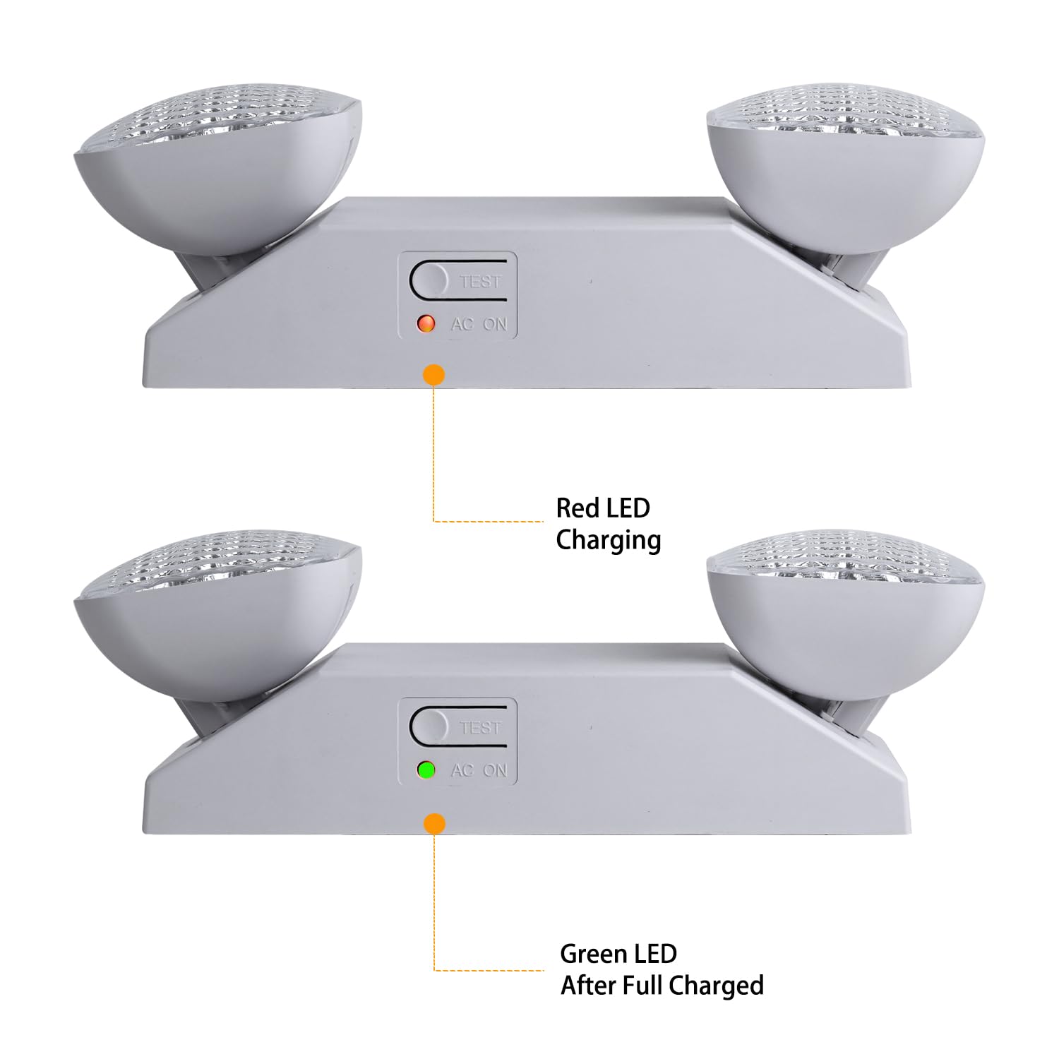 Apmeetlux LED Emergency Light, 300lm Battery Backup, Hardwired, Square Design, White, Model EMGU2508-SW