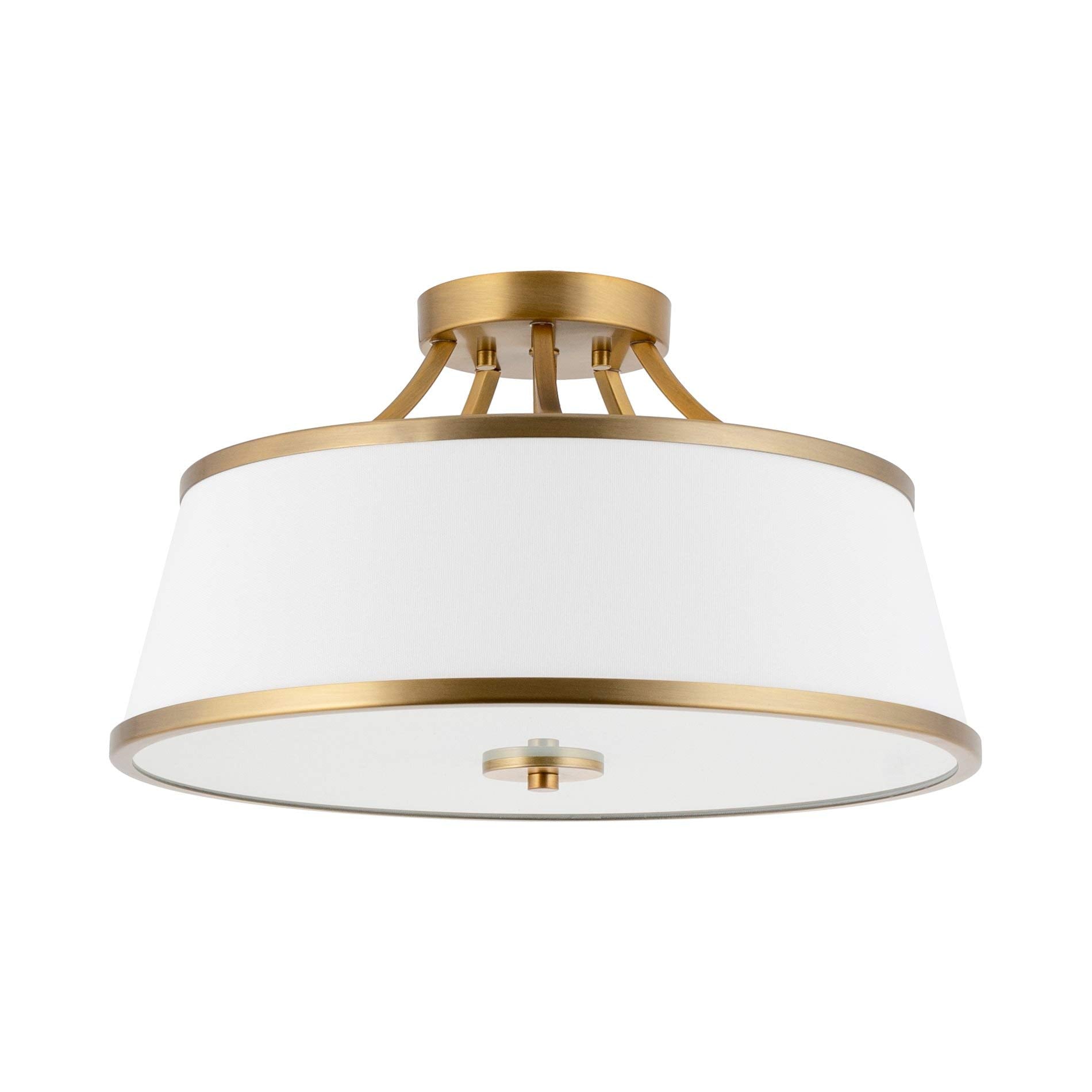 Kira Home Zoey 18 Modern Semi-Flush Mount Ceiling Light, Warm Brass, White Fabric Shade, Model Rv-Csf075-Wb