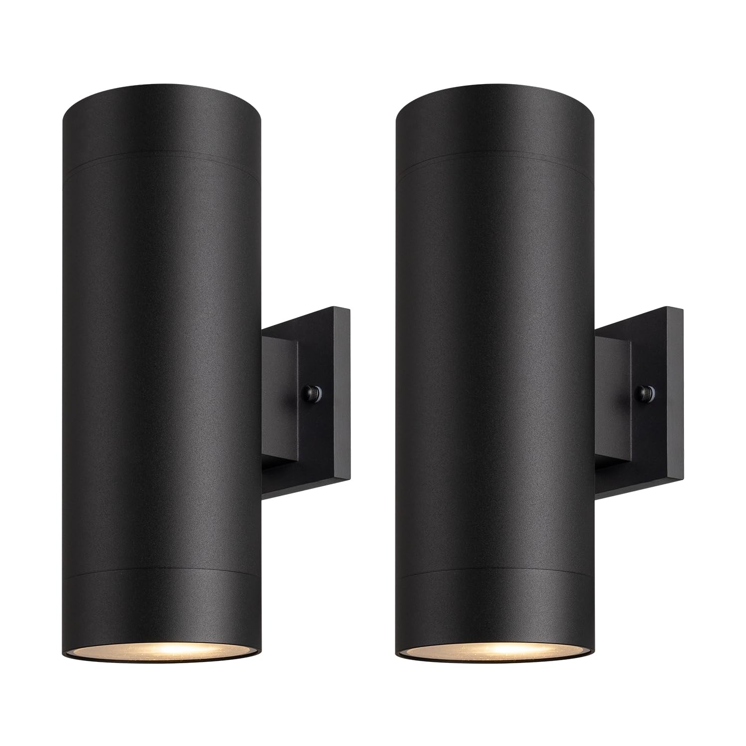 mirrea 14'' Modern Outdoor Porch Light Patio Light in 2 Lights with Aluminum Cylinder and Tempered Glass Cover Waterproof Wall S