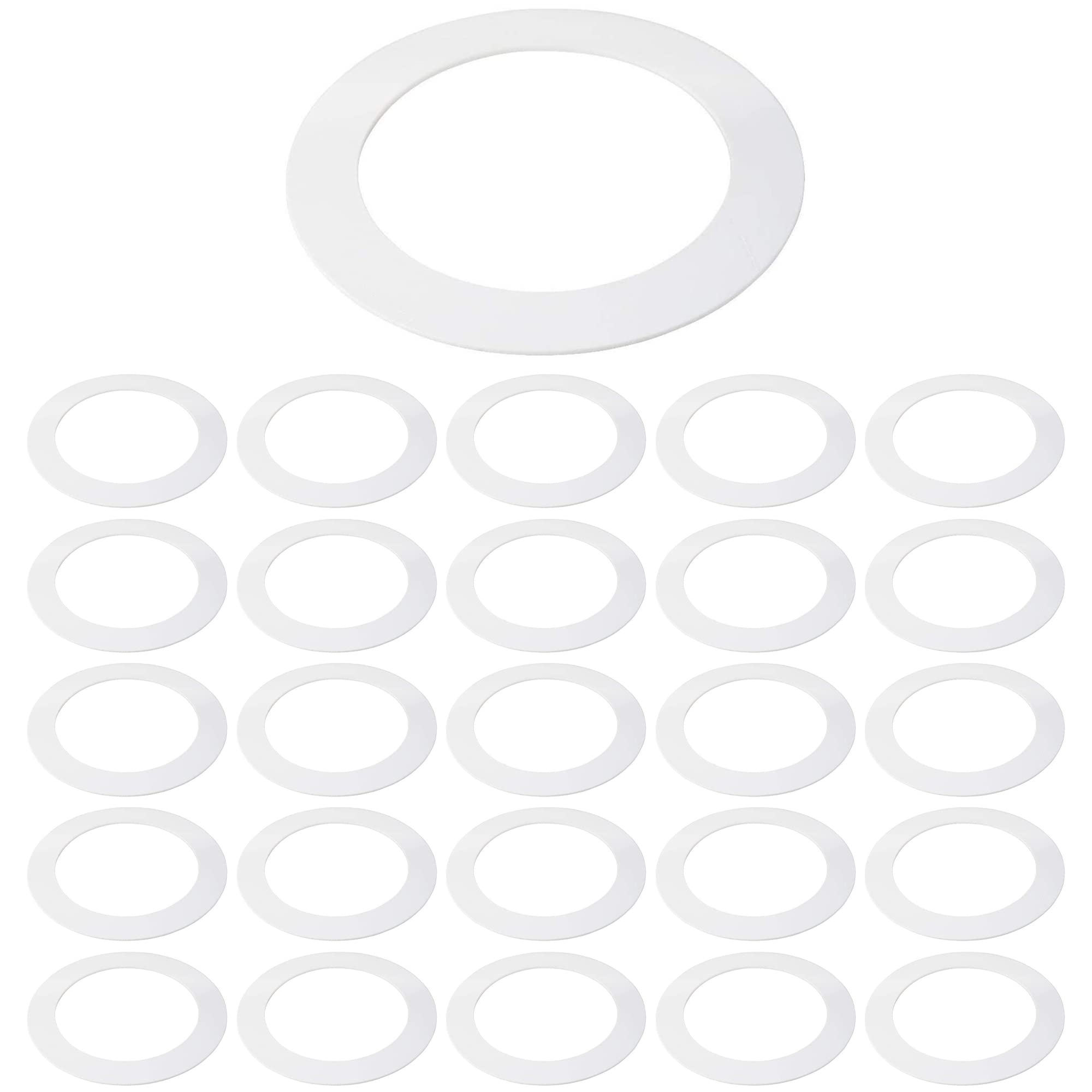harrrrd 25 Pack Gloss White Goof Trim Ring for 8in Recessed Can Lighting, 8.6in Outer Diameter, 6.2in Inner Diameter, Plastic