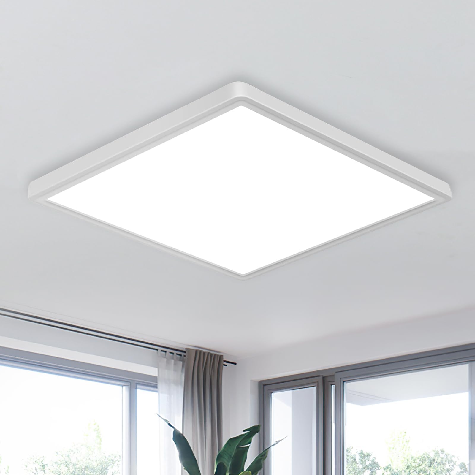 Goeco 12 Inch Square Flush Mount LED Ceiling Light, 24W 6500K Daylight Cool White, Super Bright Surface Mount Ceiling Light Fixt