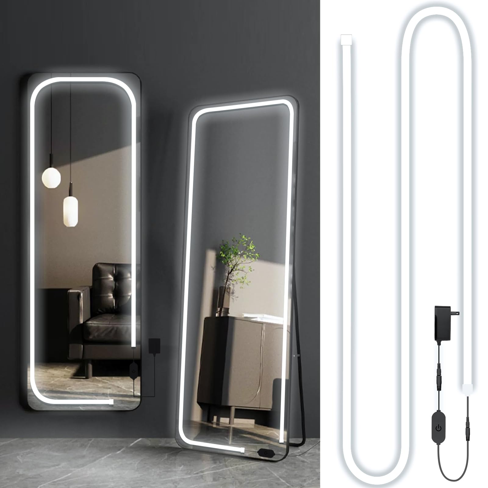 Blikshin Led Vanity Mirror Lights, 13.2Ft 6000K Make Up Light For Body Mirror, Dimmable Touch Control Lights Strip, Makeup Lighting For Full Body Mirror/Makeup Table/Bathroom