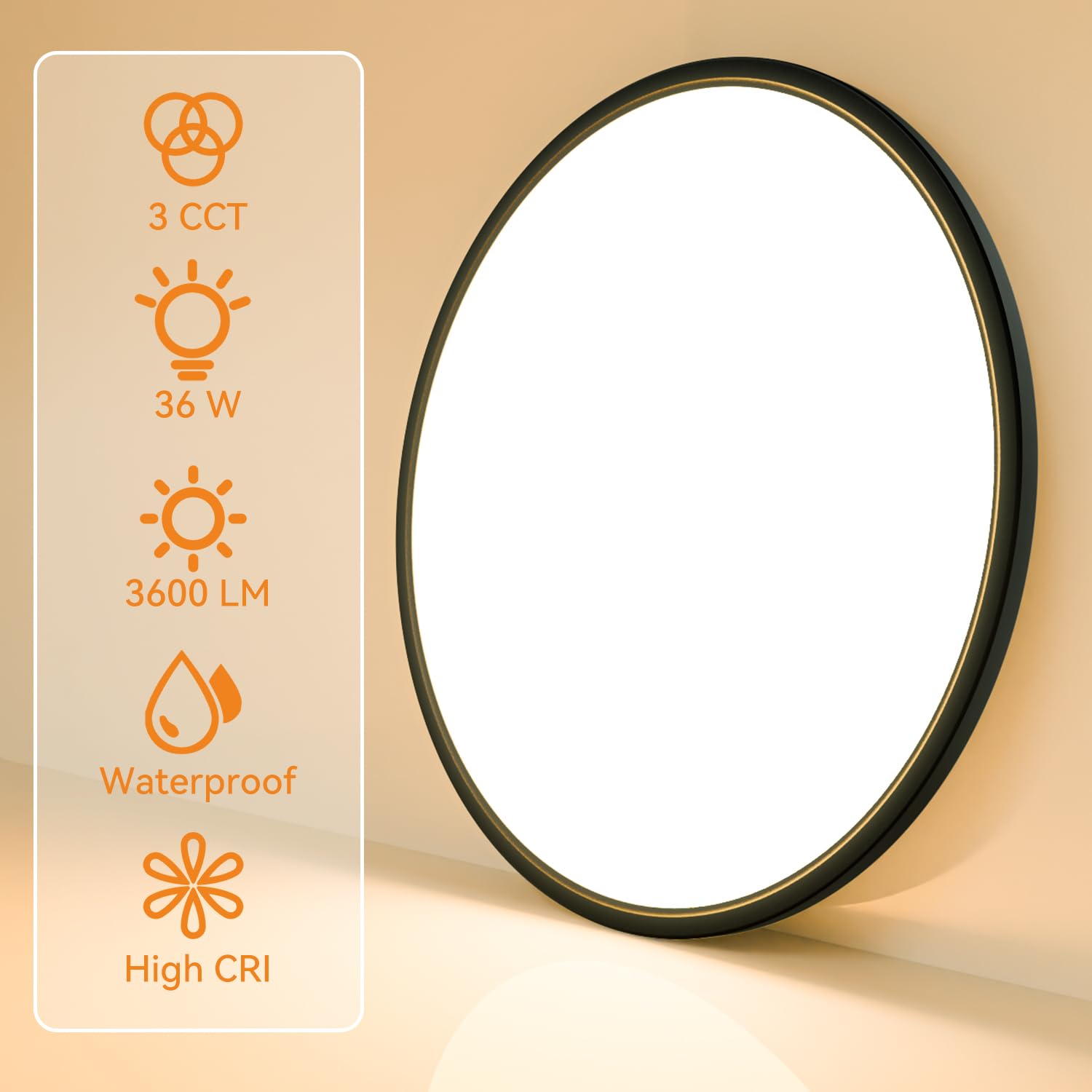 1Pack Led Flush Mount Ceiling Light Fixture, 3000K-4500K-6000K & 150W Equivalent Modern Kitchen Ceiling Lamp 36W 3600Lm 16 Inch