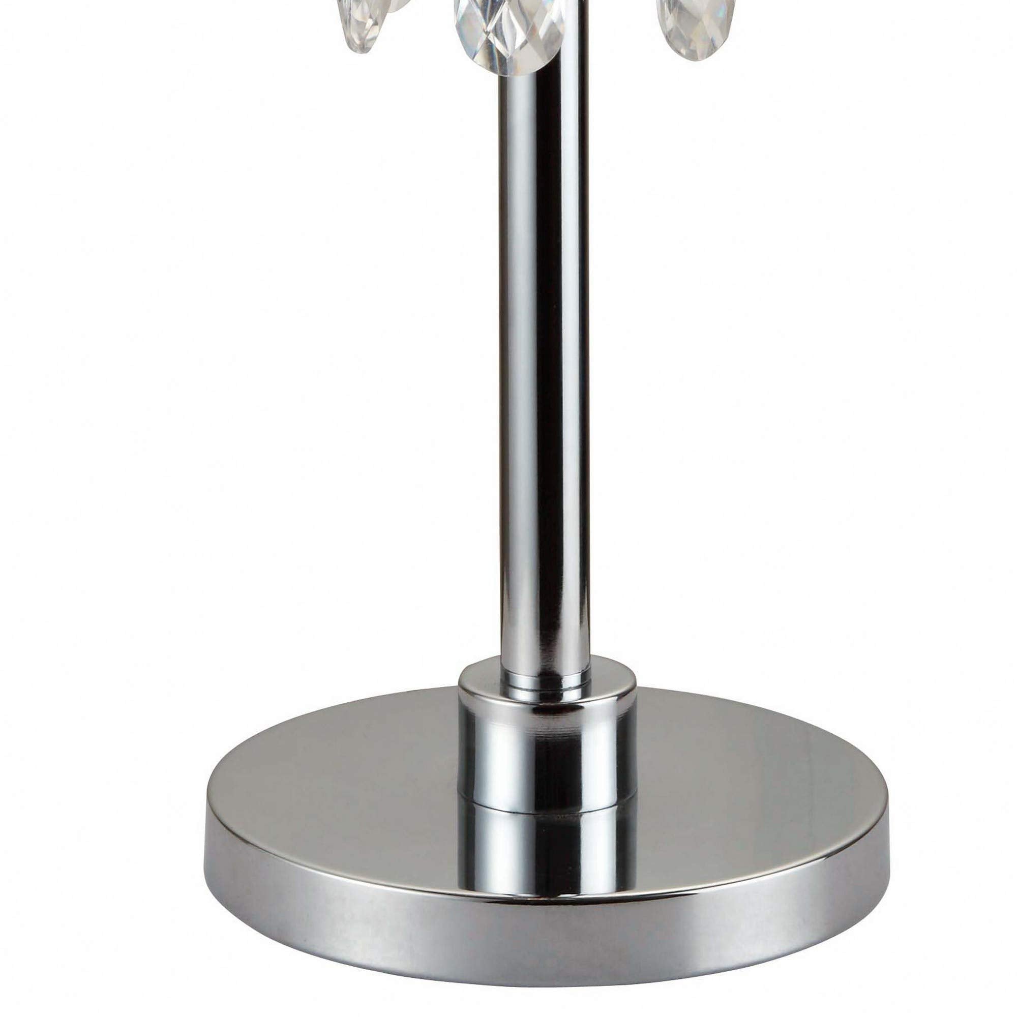 Benjara Metal Chandelier Table Lamp With Crystal Accent, Set Of 2, Black And Silver