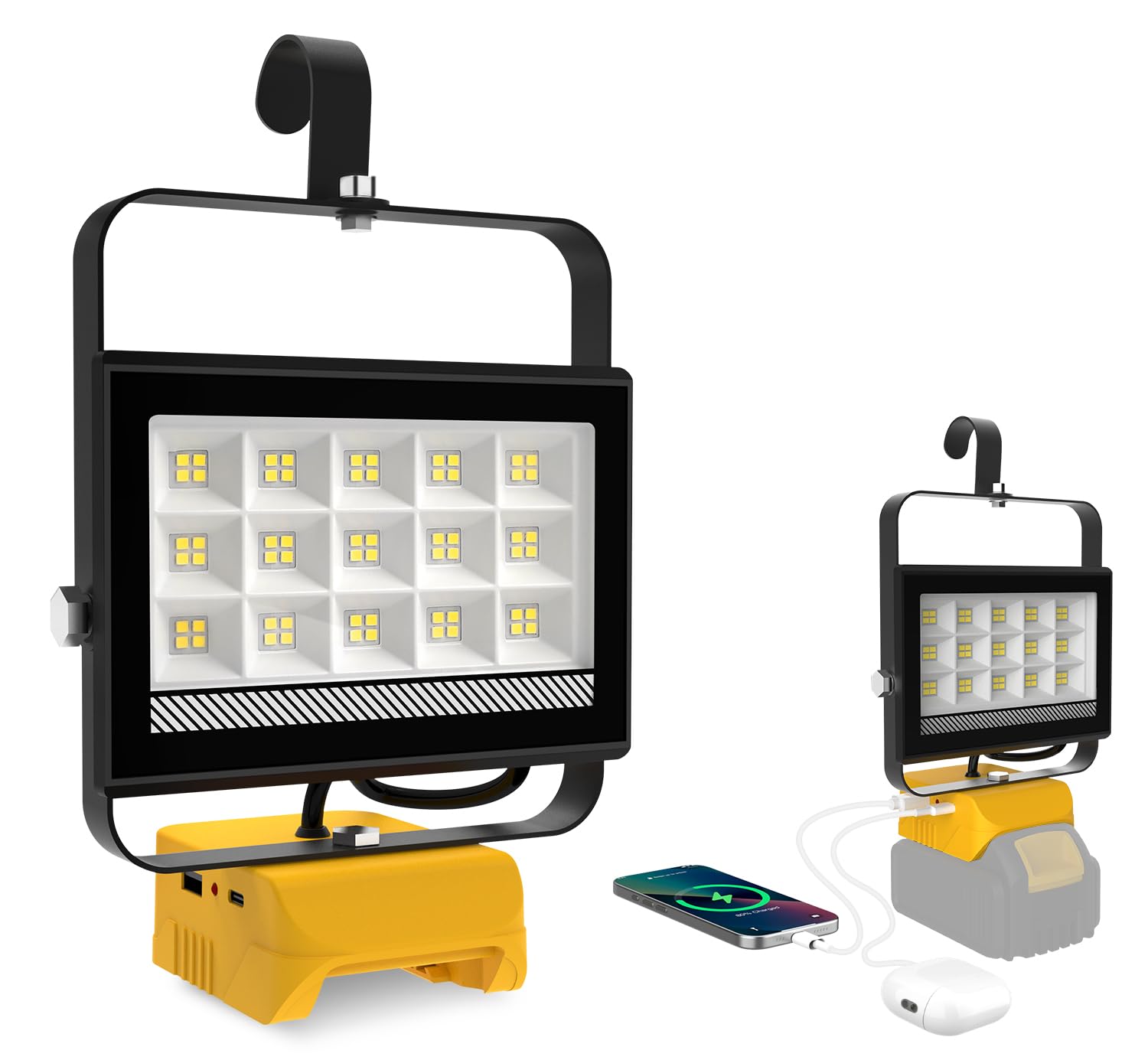 T-SUNiceM LED Work Light for Dewalt 20V Max, 60W 6000LM, Aluminum, Yellow, Model TS-F0430-60-DW