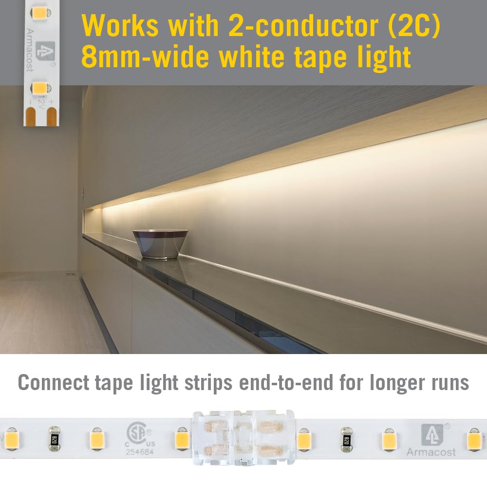Armacost Lighting Tape-To-Tape Connector For White Led Strip Light 6-Pack 569820